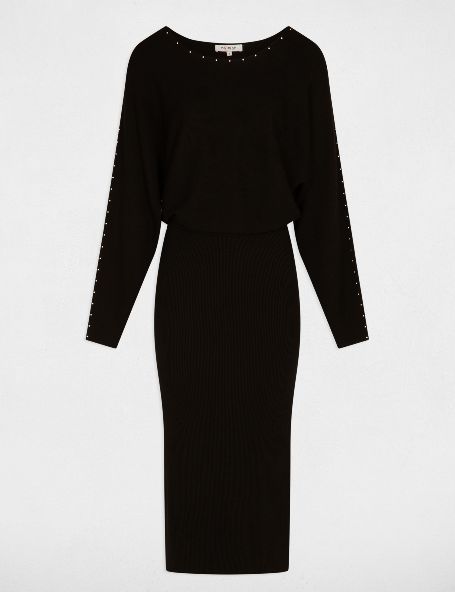 robe tricot longue ajustee noir femme Robe tricot longue ajustée noir femme
