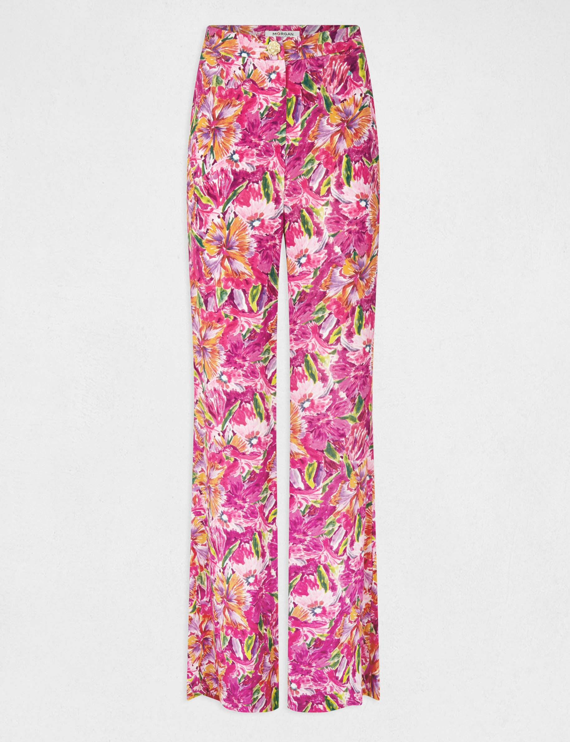 Pantalon flare fluide imprimé floral multico femme