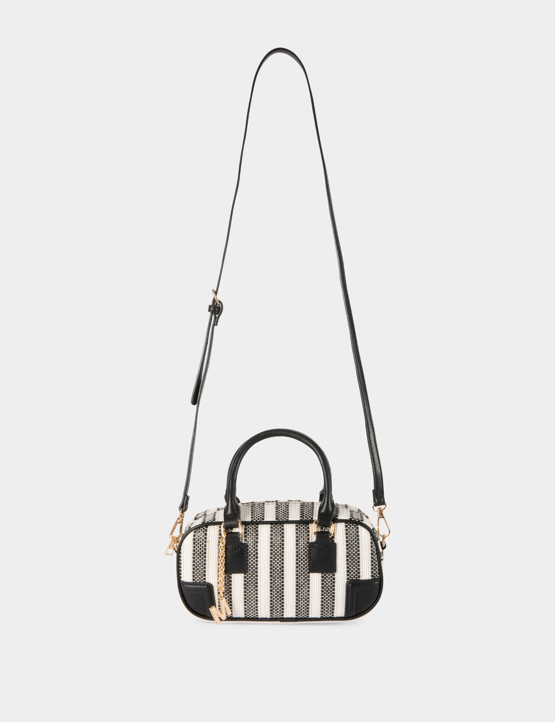 Gestreepte geweven tas ivoor vrouw