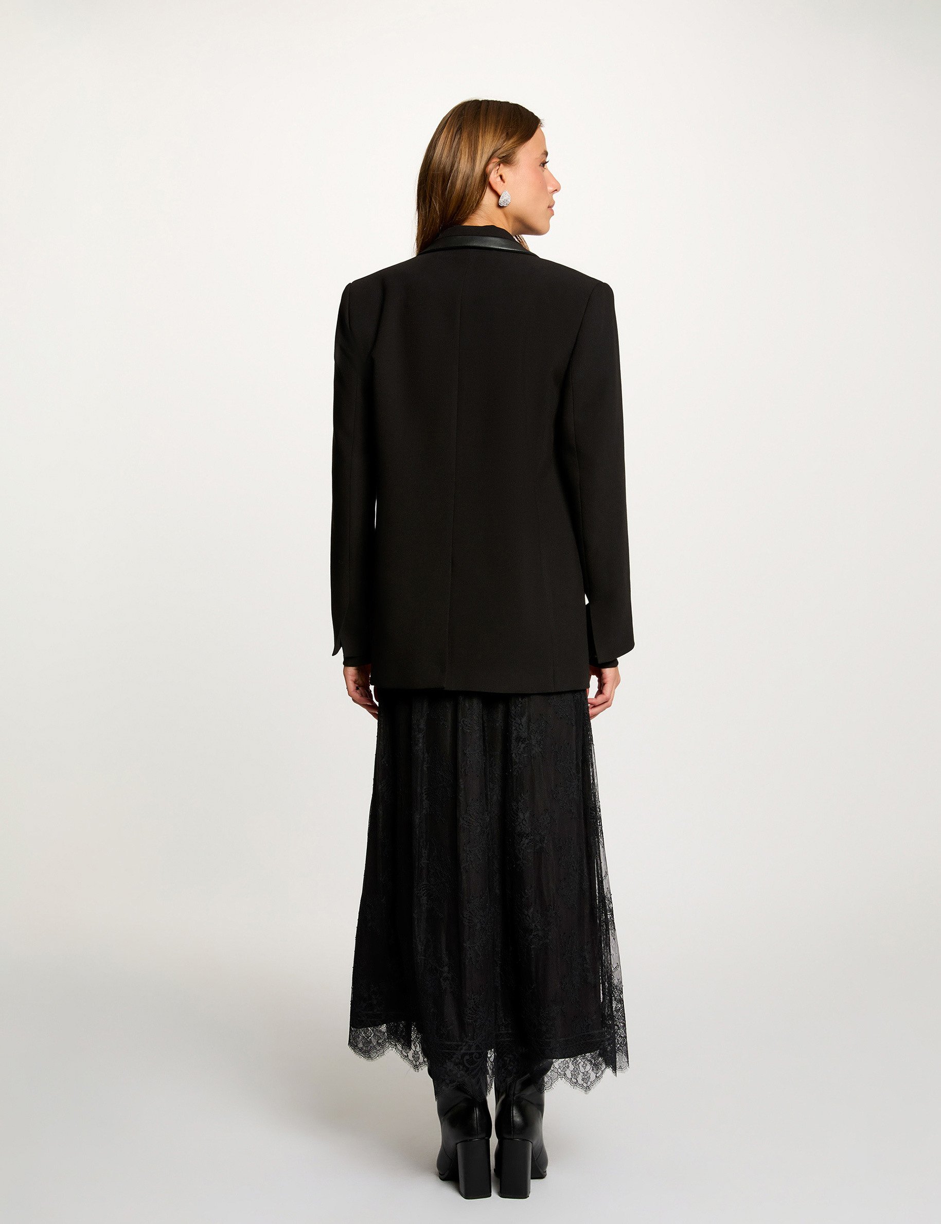 Blazer col tailleur noir femme