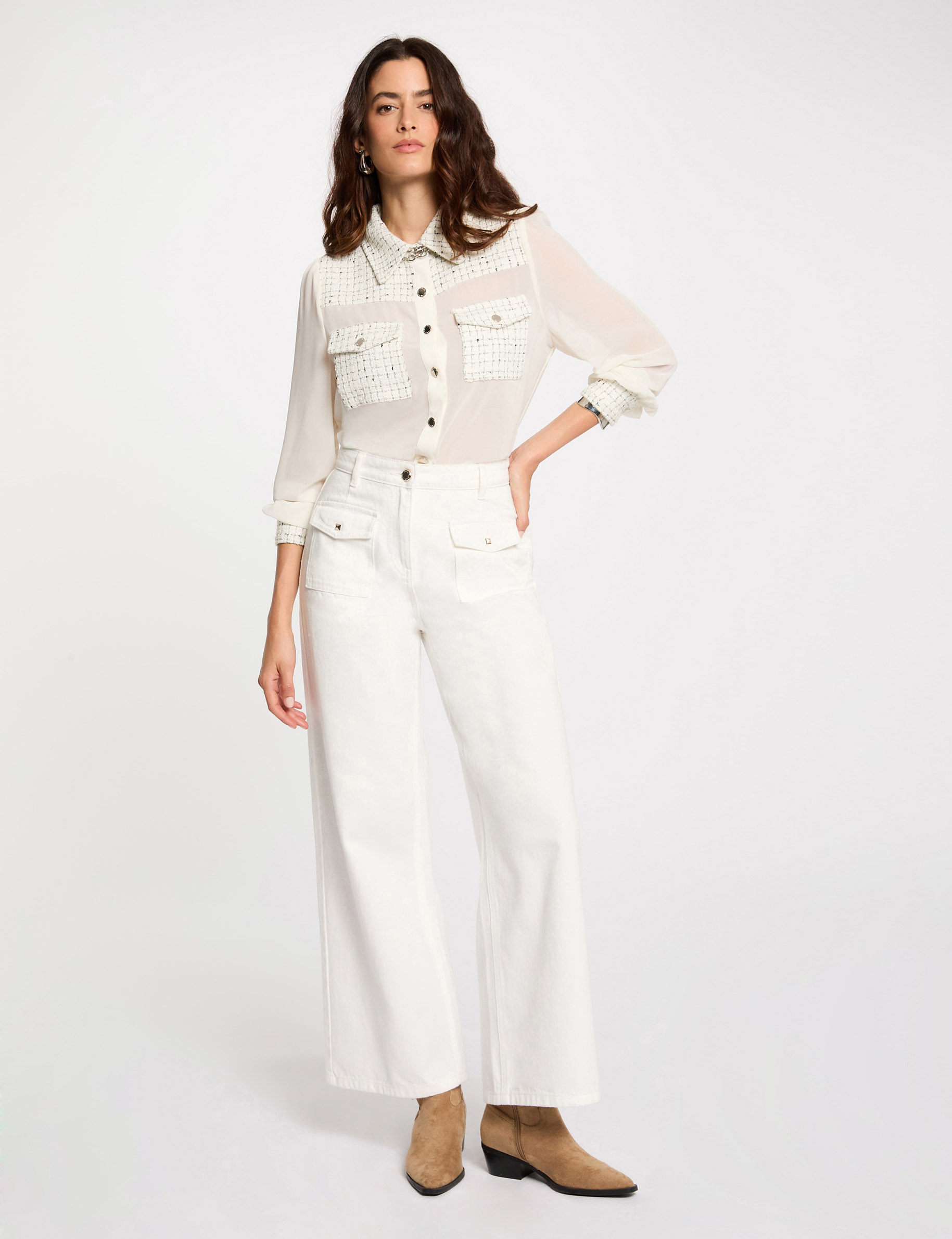 chemise manches longues ivoire femme Chemise manches longues ivoire femme