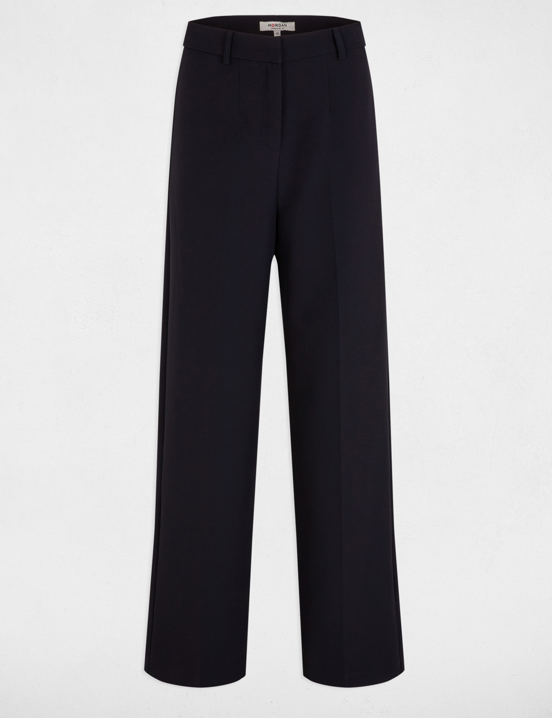 rechte broek met plooitjes marineblauw vrouw Rechte broek met plooitjes marineblauw vrouw