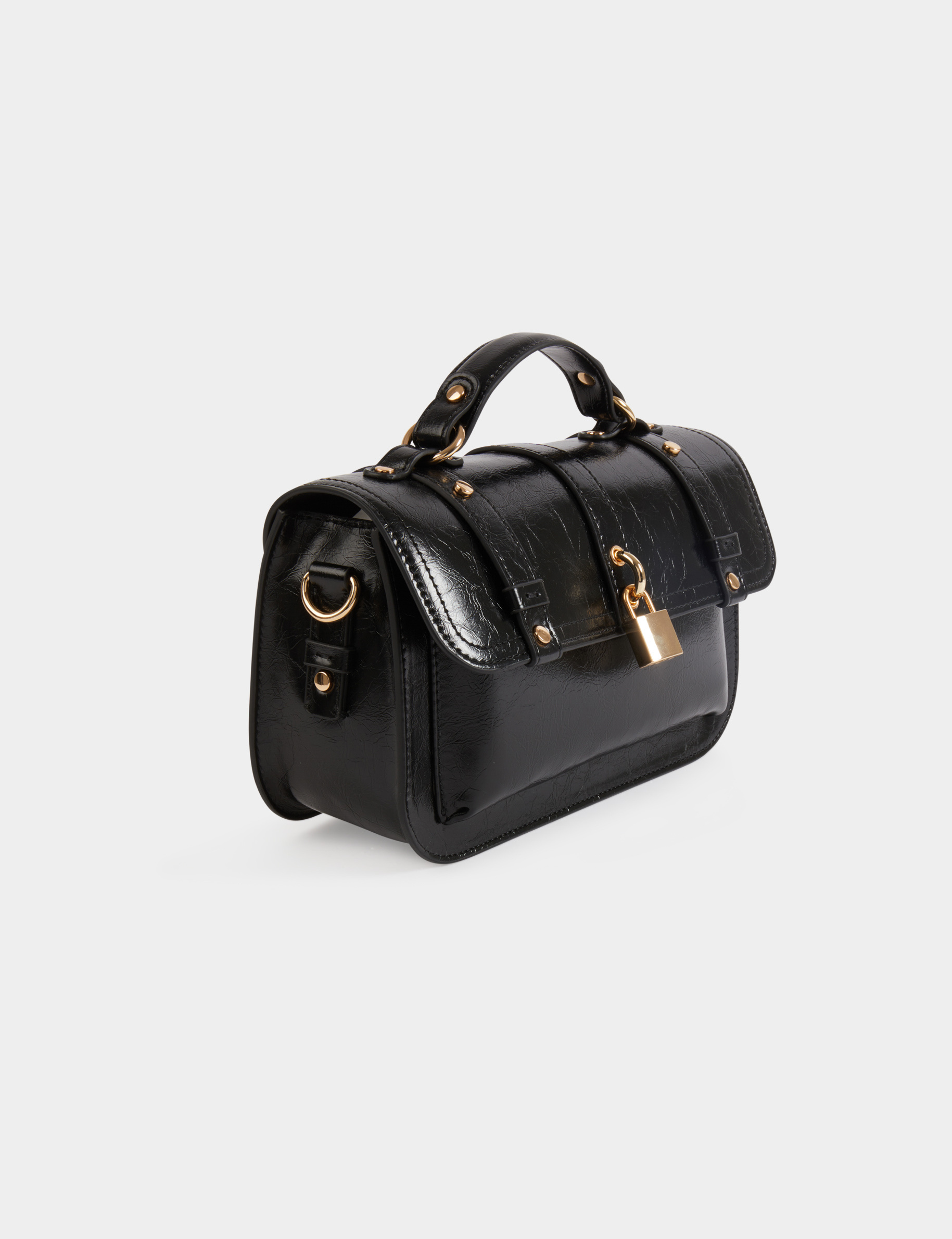 Sac cartable clouté noir femme