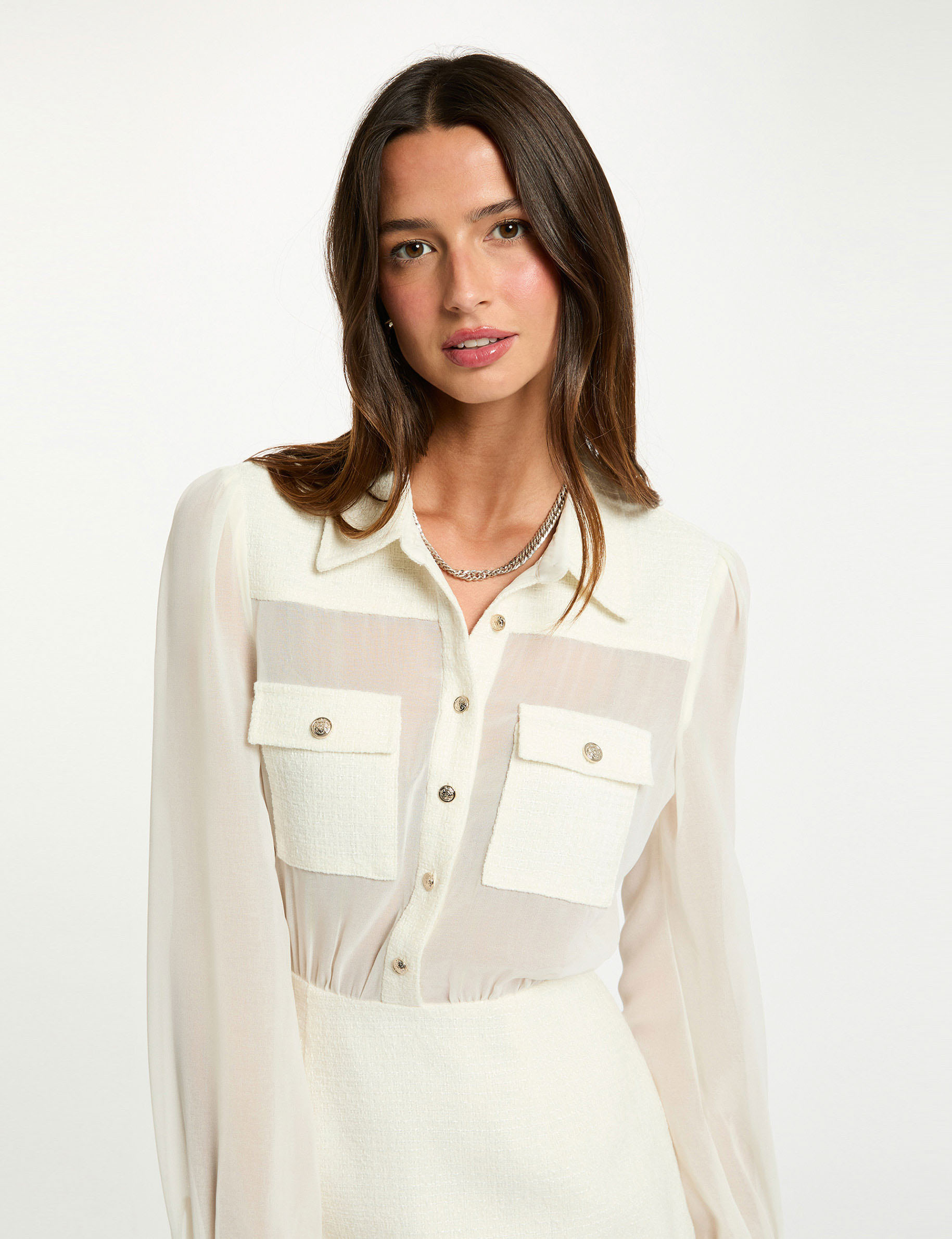 korte tweed jurk ecru vrouw Korte tweed jurk ecru vrouw