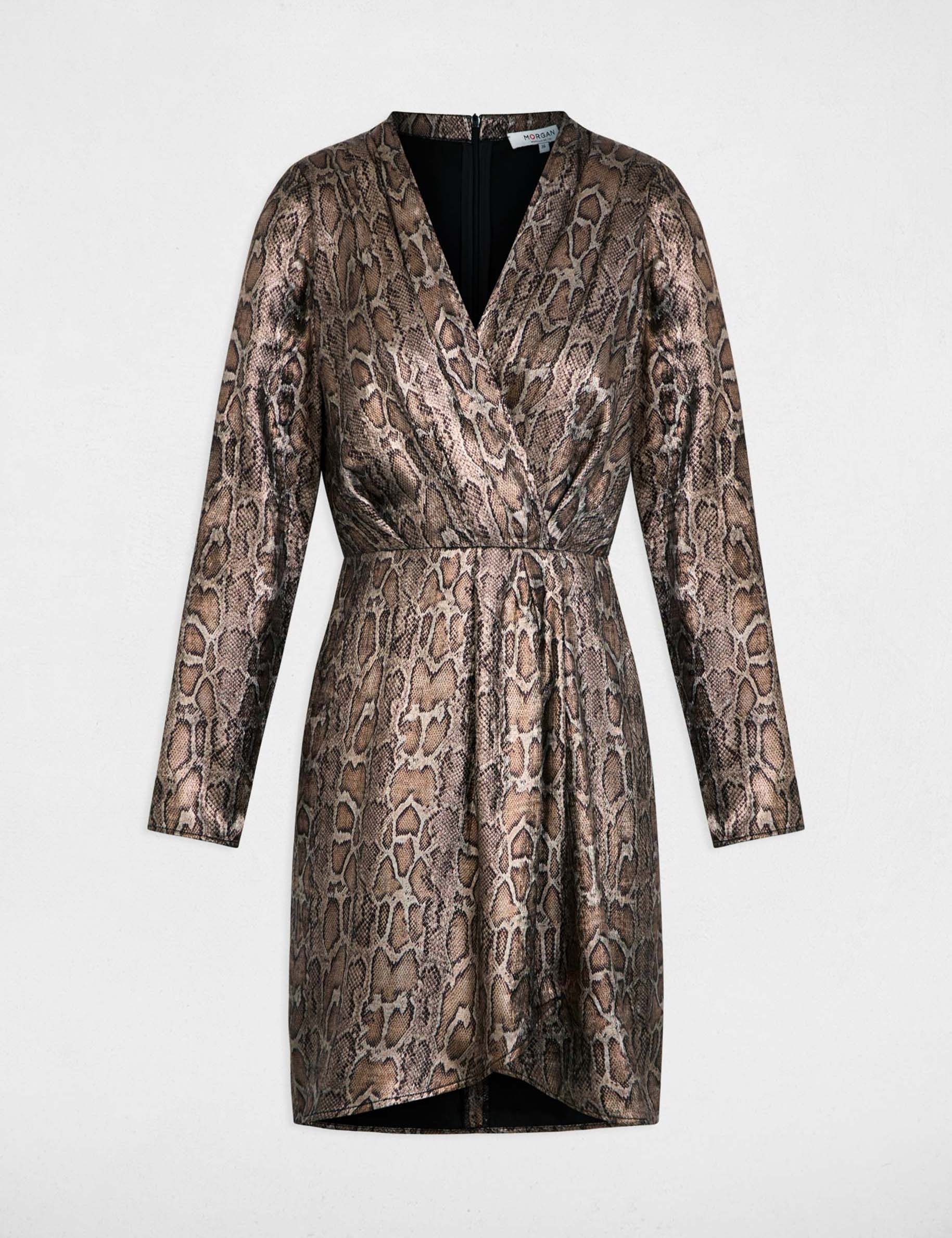 Robe courte col v multicolore femme