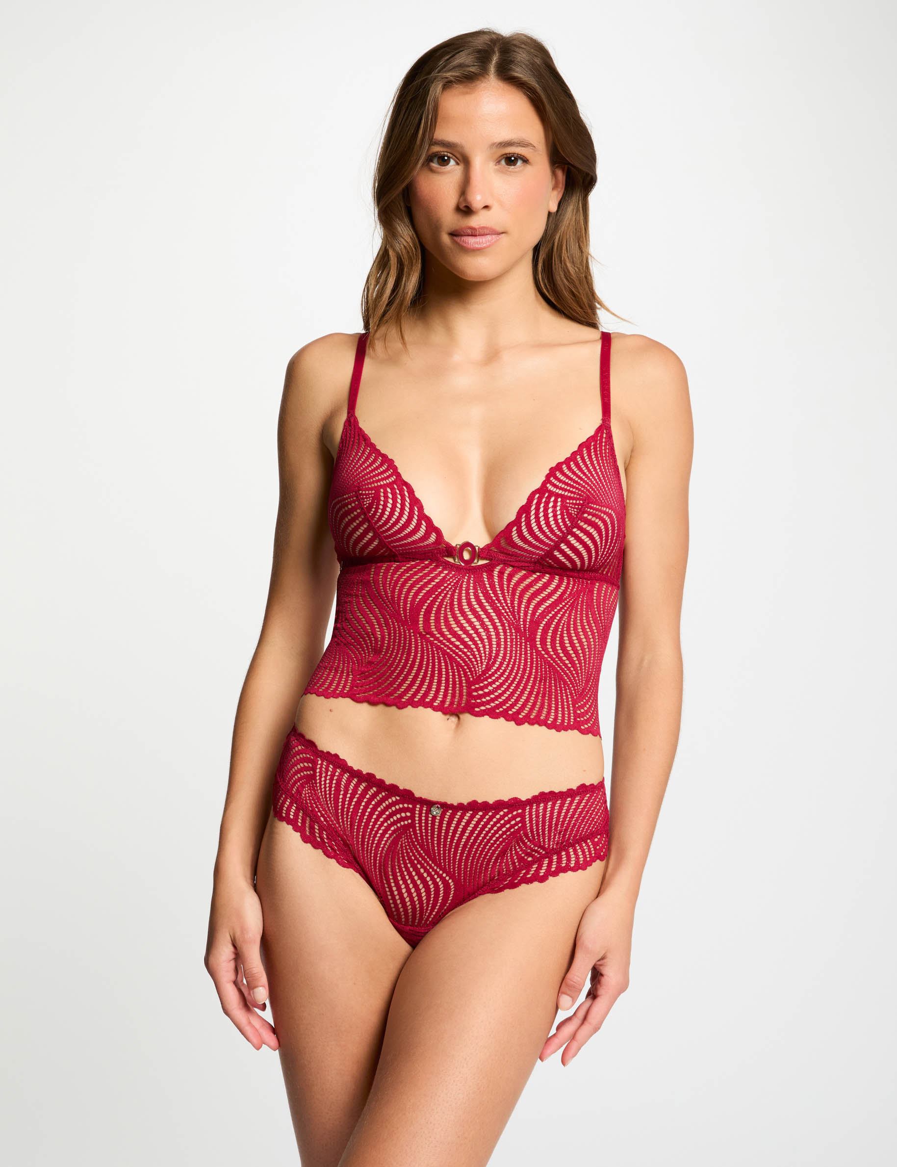 Kanten top bordeaux vrouw