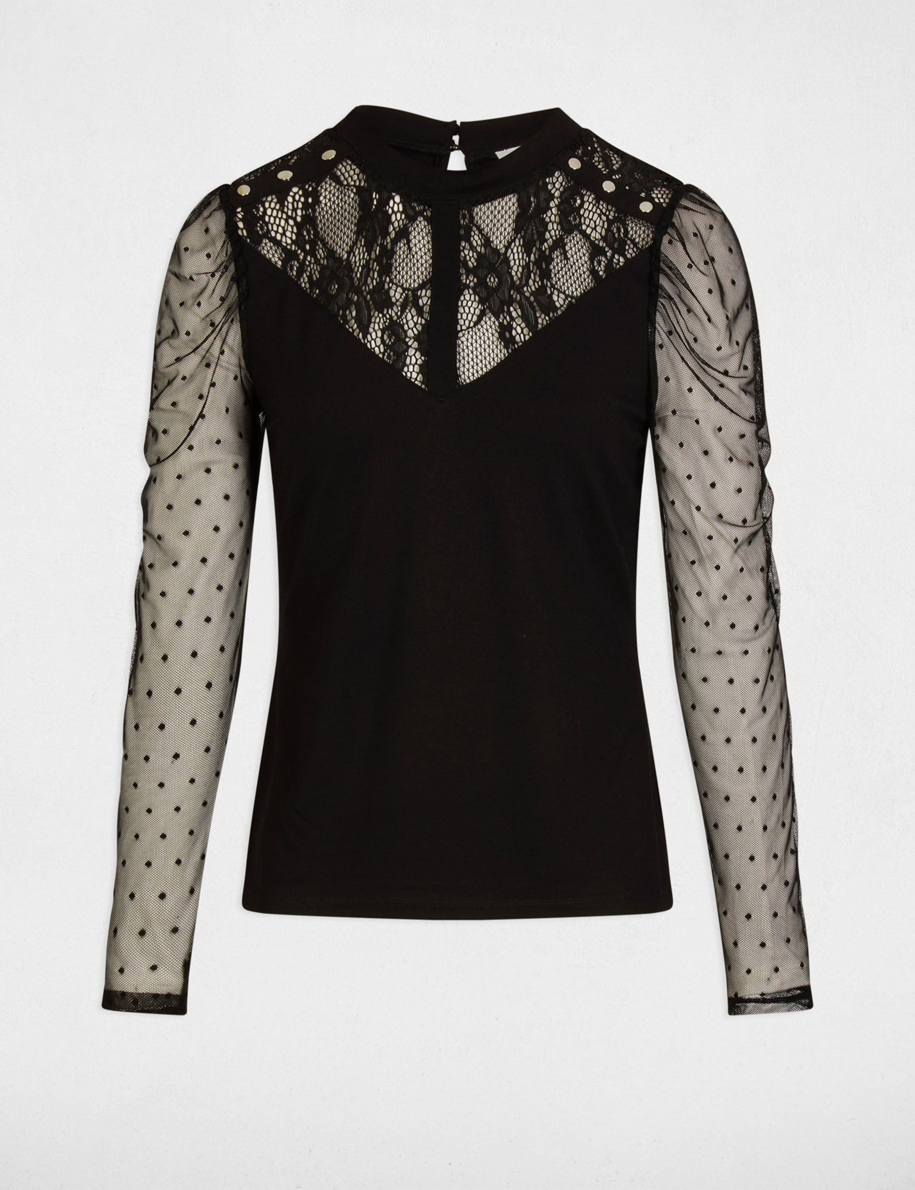 t shirt manches longues noir femme T-shirt manches longues noir femme