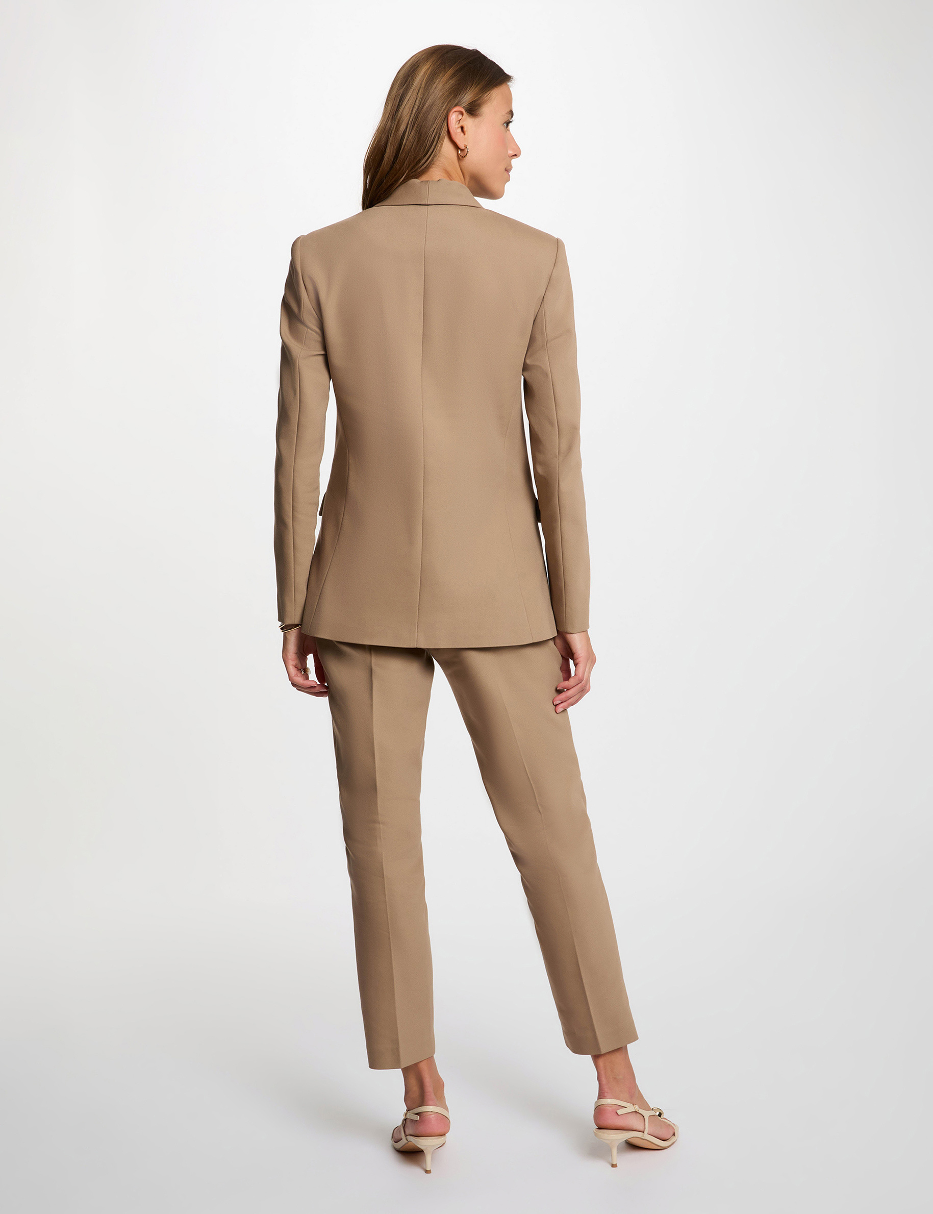 Korte jas met sjaalkraag taupe vrouw