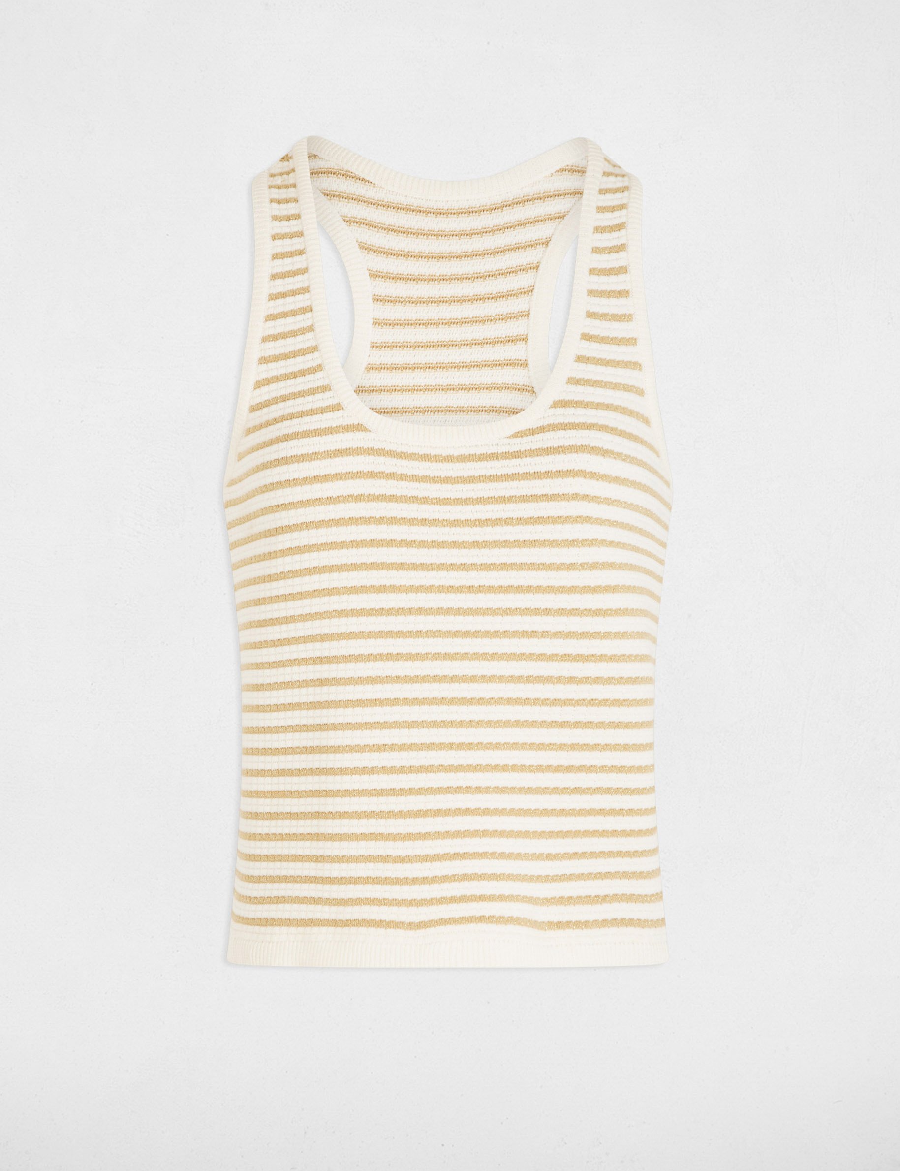 top en maille raye blanc femme Top en maille rayé blanc femme