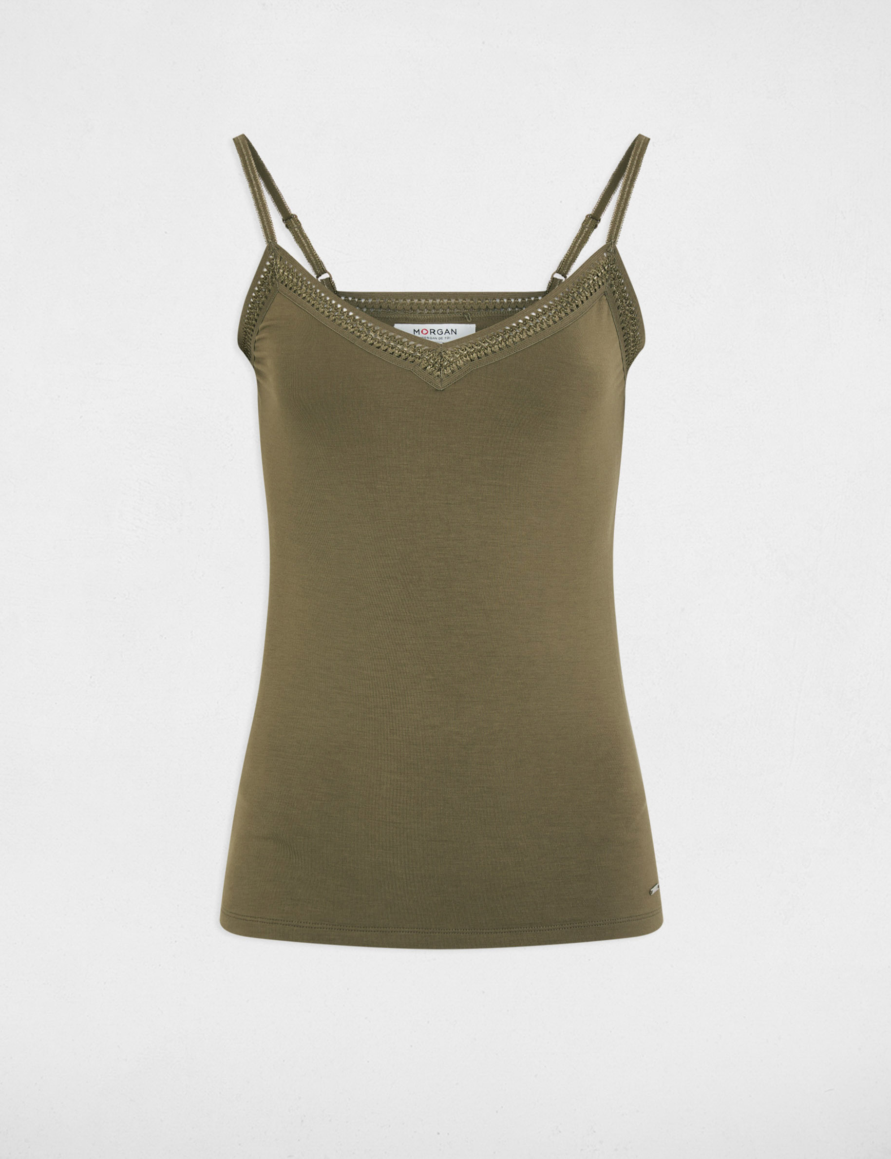 Tanktop met dunne bandjes kant brons vrouw