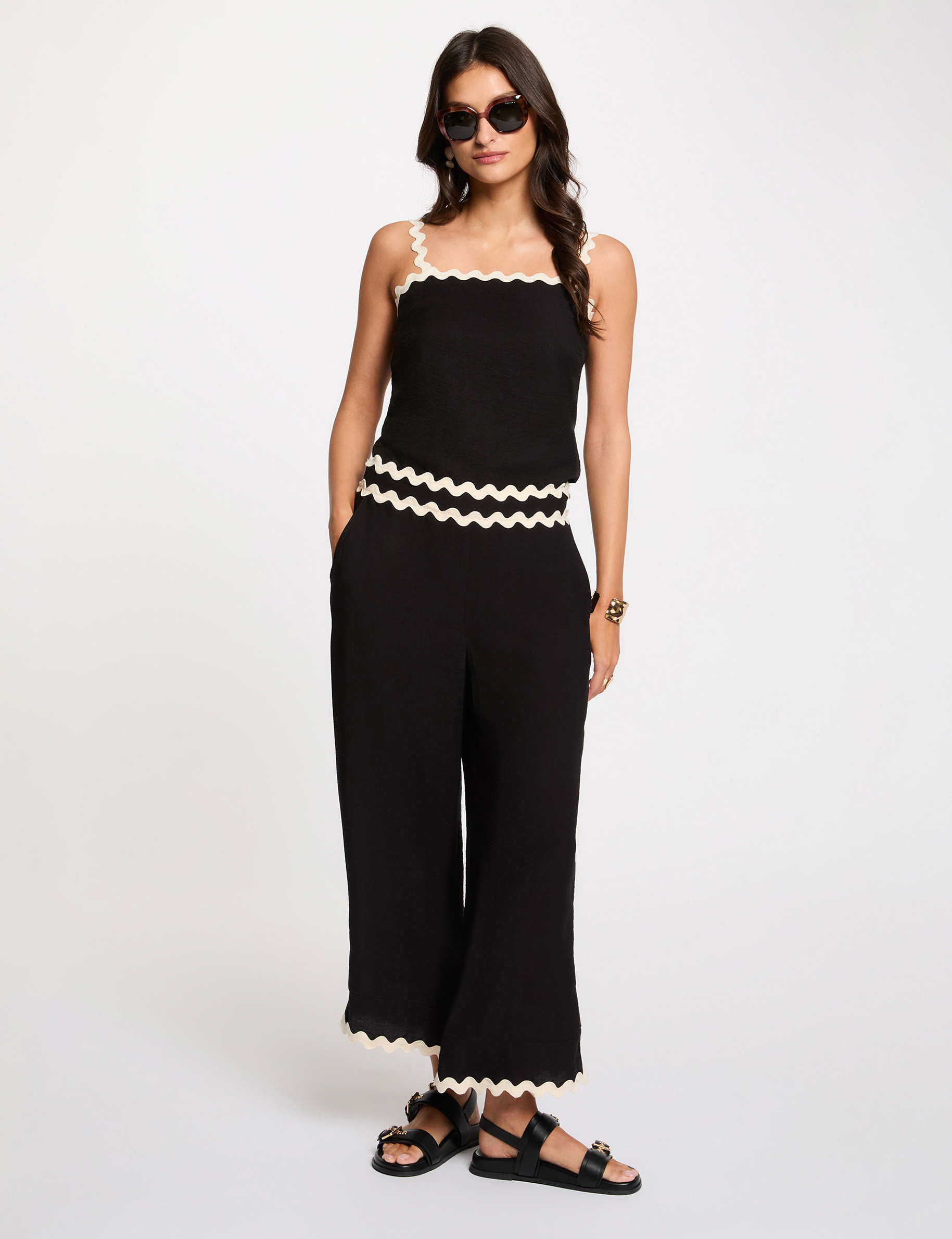 7/8 brede broek zwart vrouw
