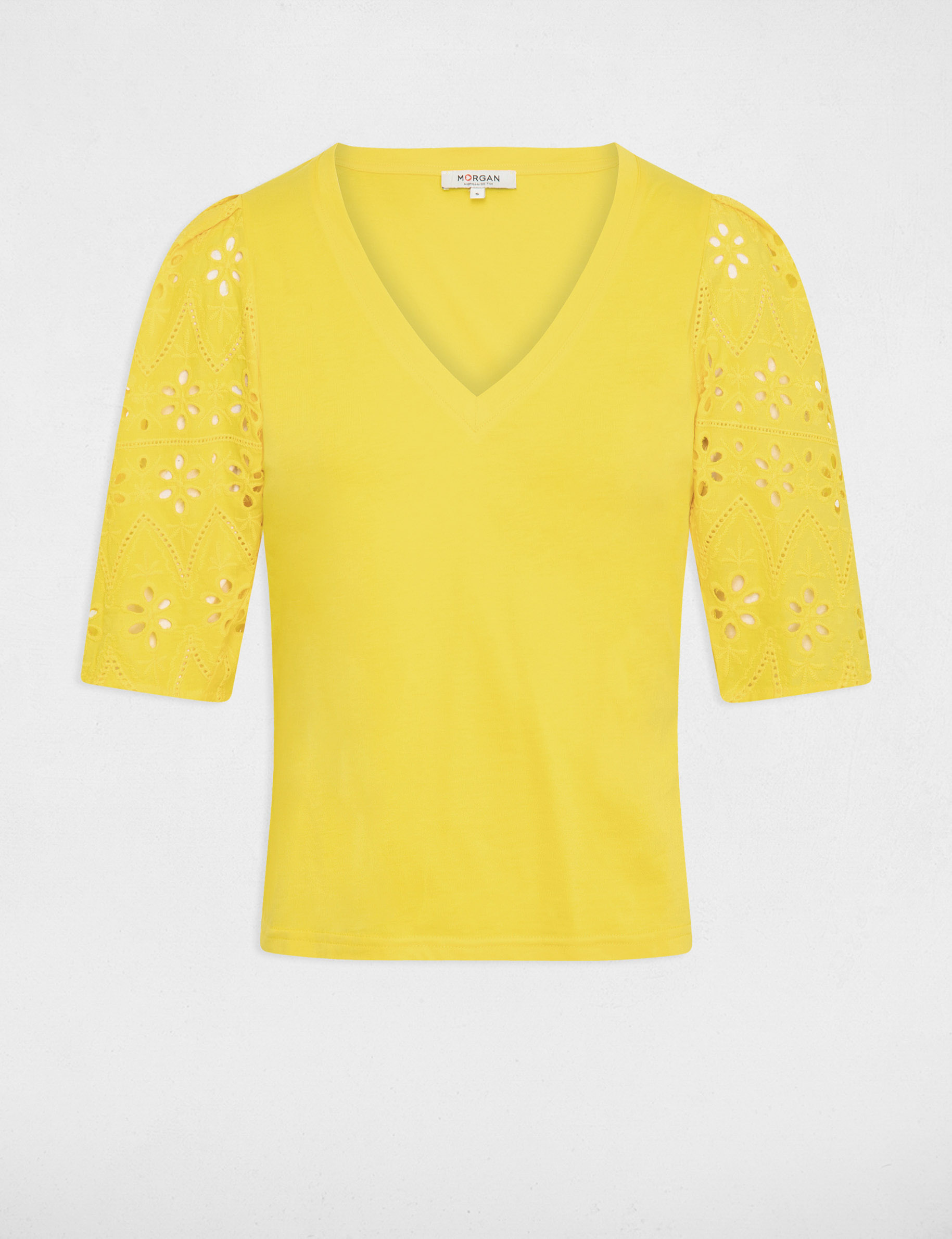 T-shirt à manches courtes jaune femme