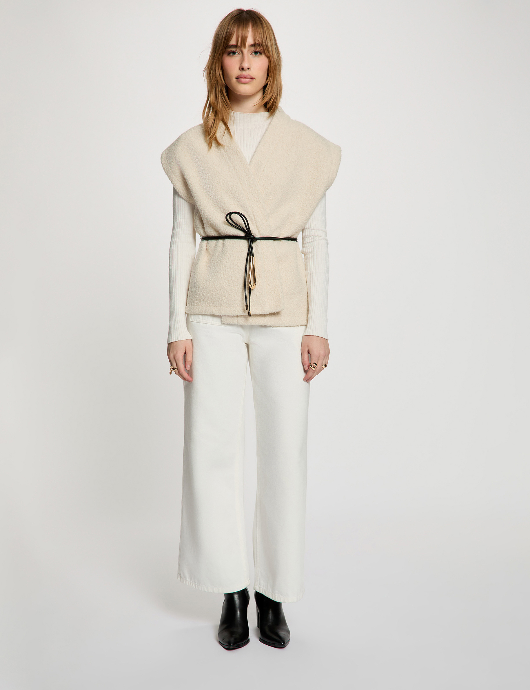 Veste sans manches ivoire femme