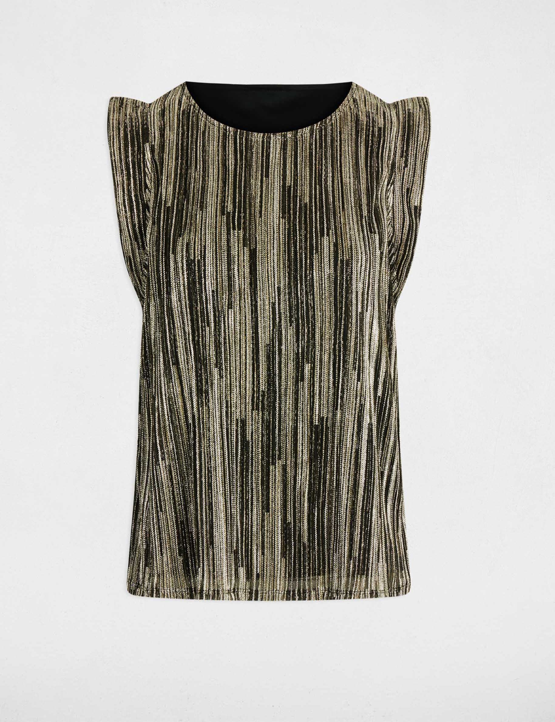 Mouwloze geplooide top goudgeel vrouw