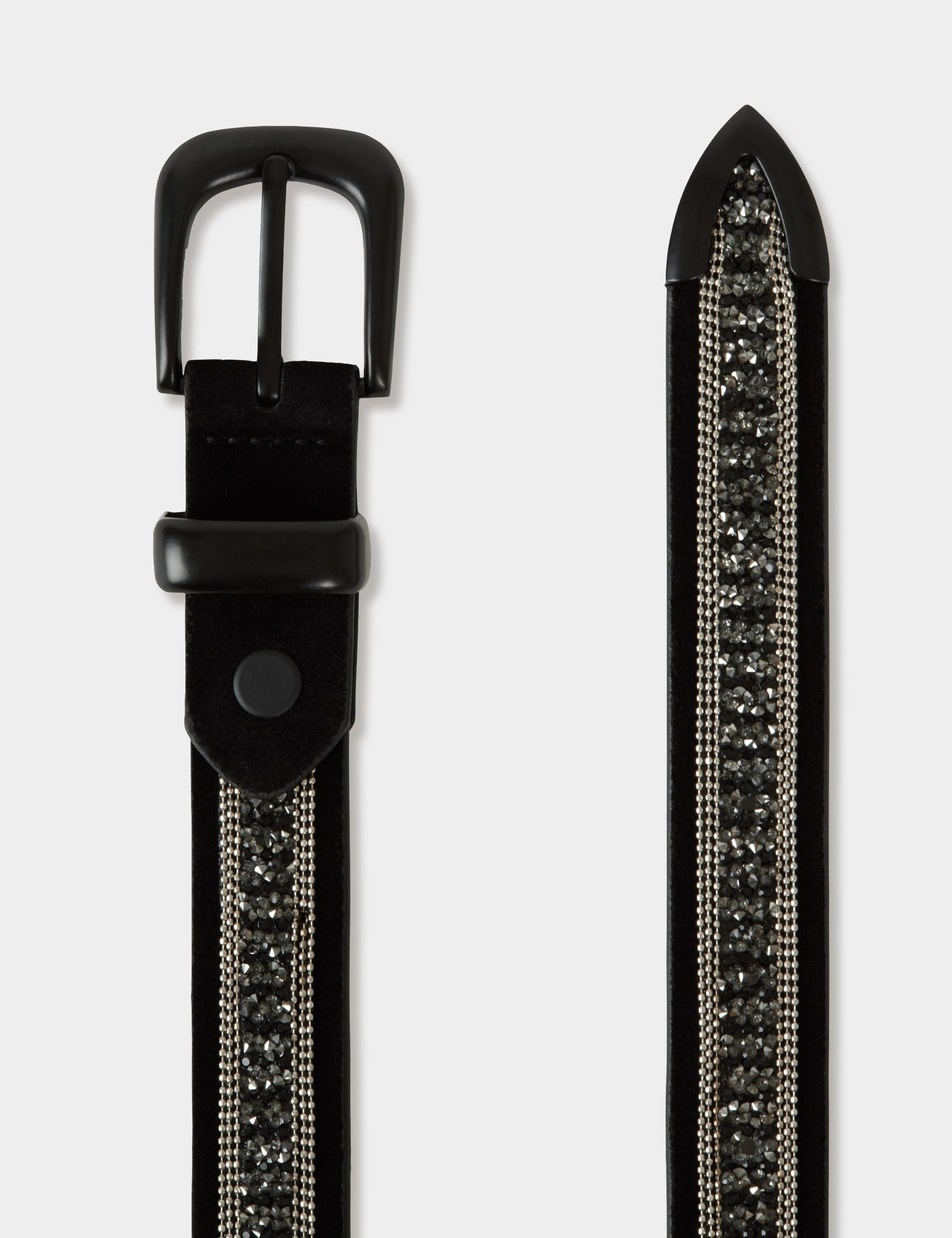 Ceinture fine su&eacute;dine noir femme