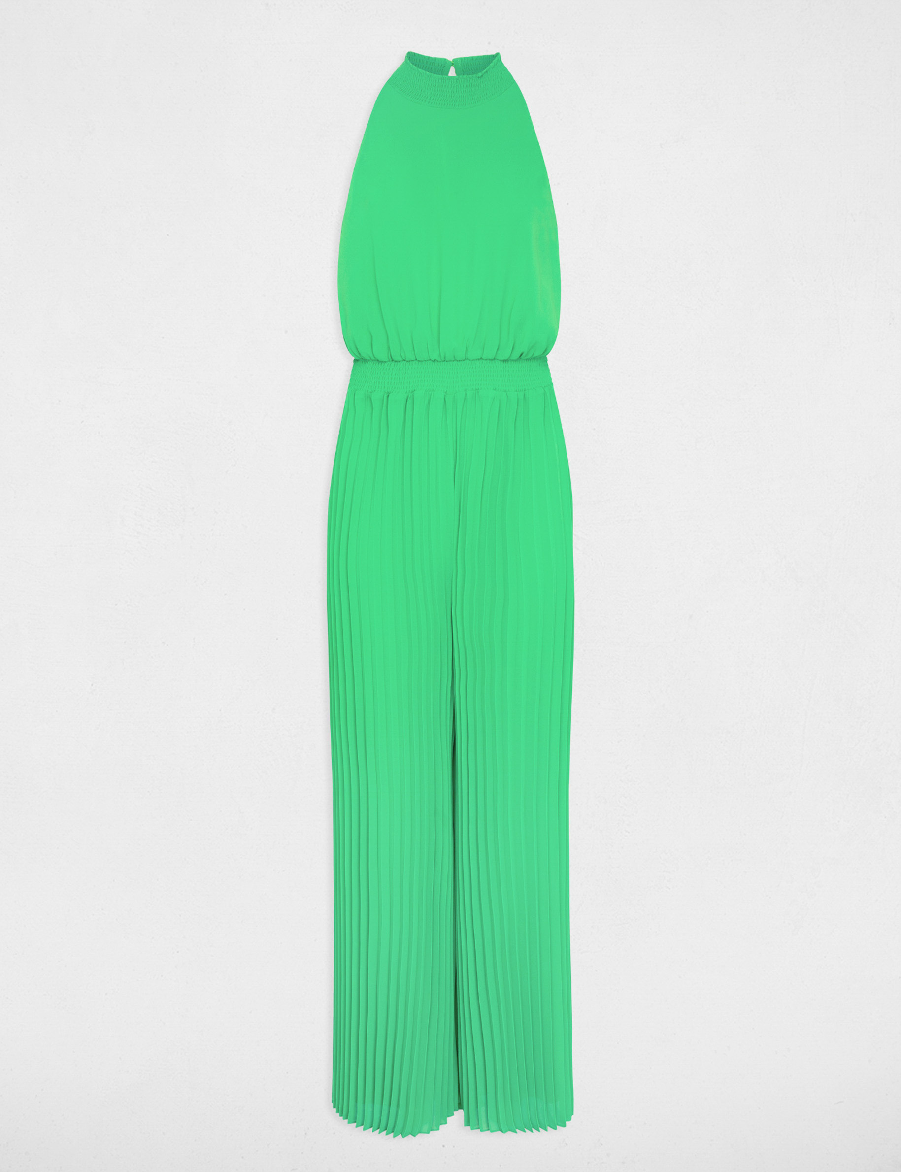 Combinaison longue plissée vert femme