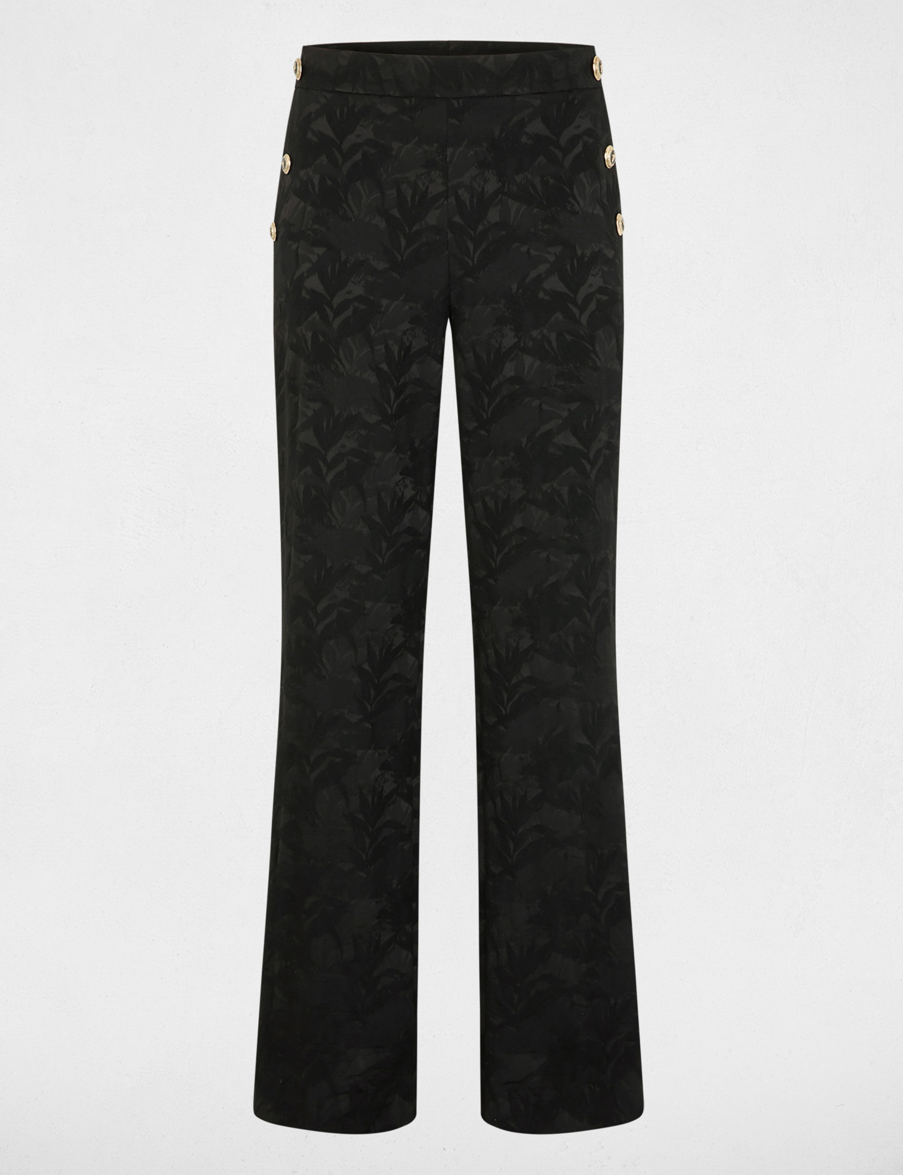 Slim-fit broek met hoge taille zwart vrouw
