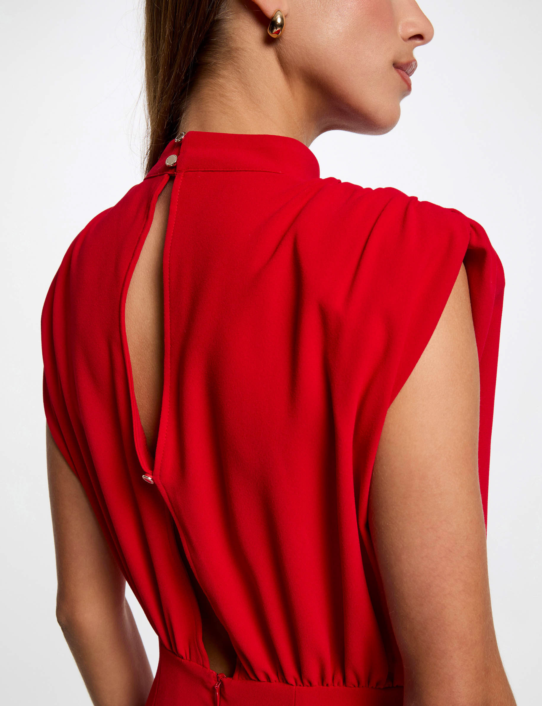 robe courte ajustee epaulettes rouge femme Robe courte ajustée épaulettes rouge femme