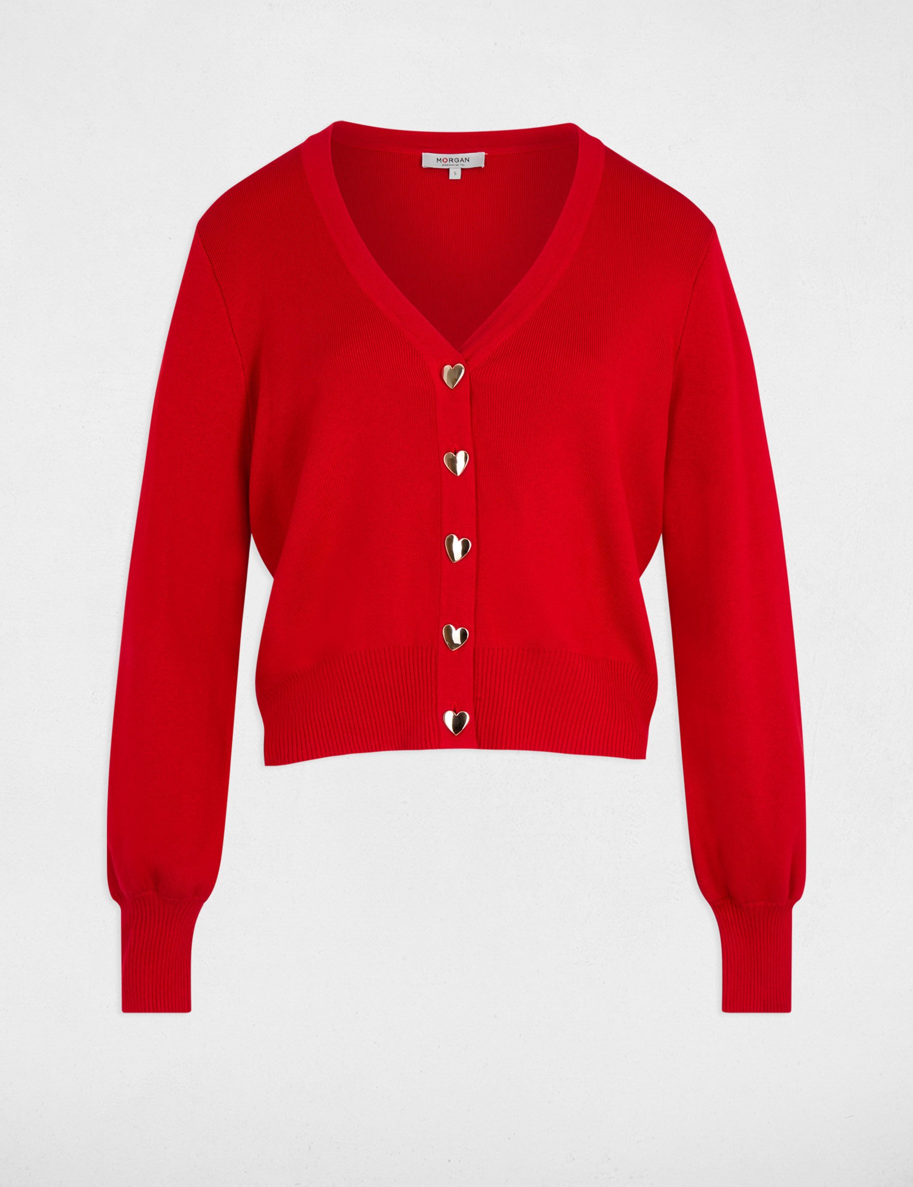Gilet ajust&eacute; col v rouge femme