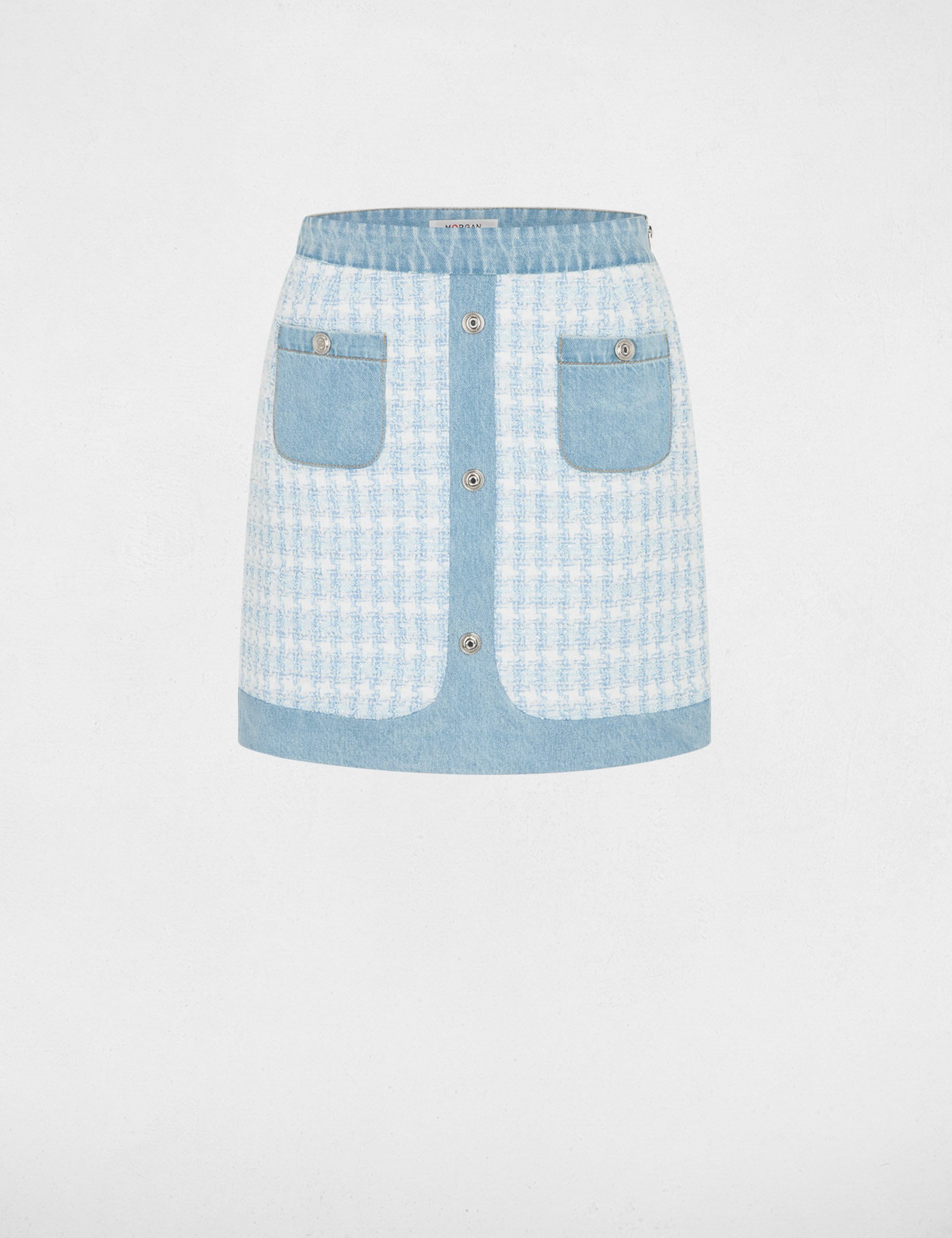 Jupe courte ajust&eacute;e bleu ciel femme