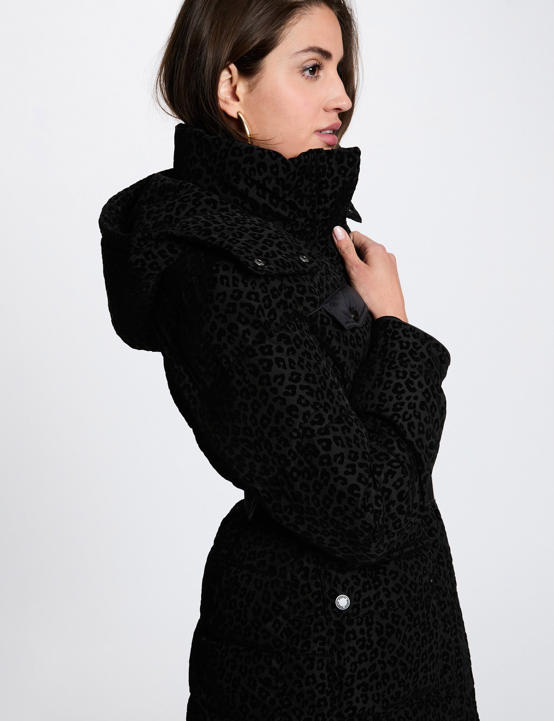 Doudoune ceintur&eacute;e noir femme