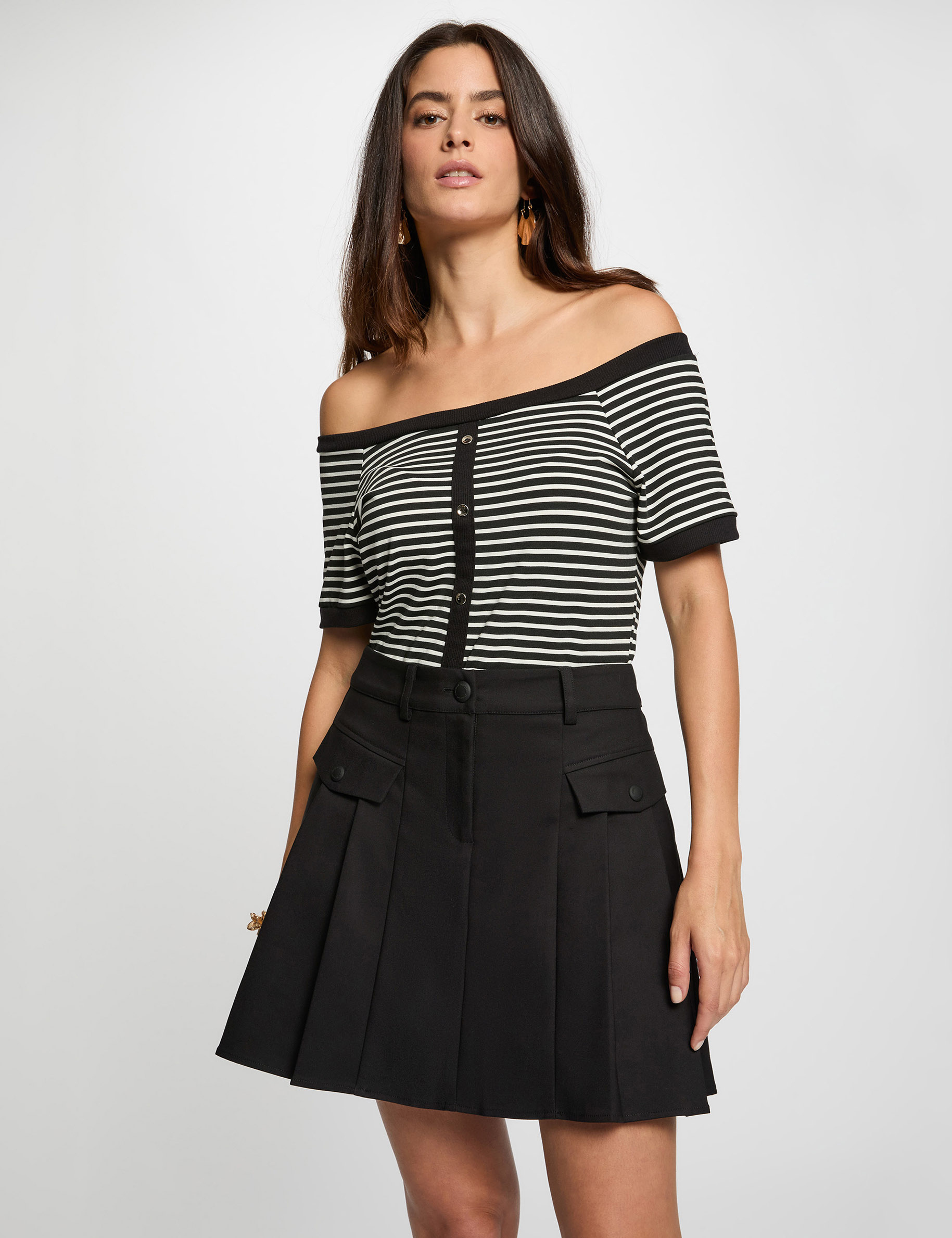 jupe courte plissee noir femme Jupe courte plissée noir femme