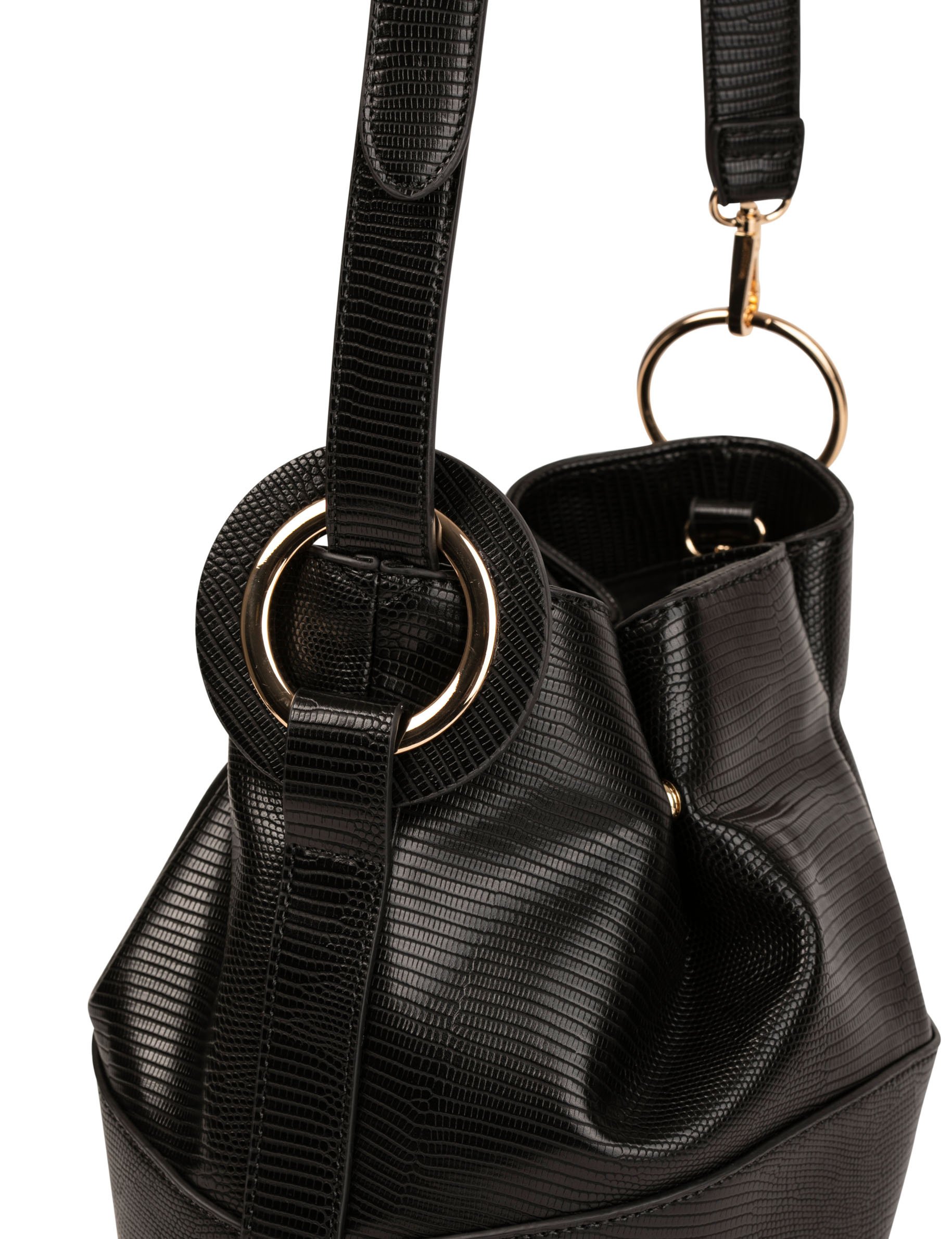 Sac seau aspect python noir femme