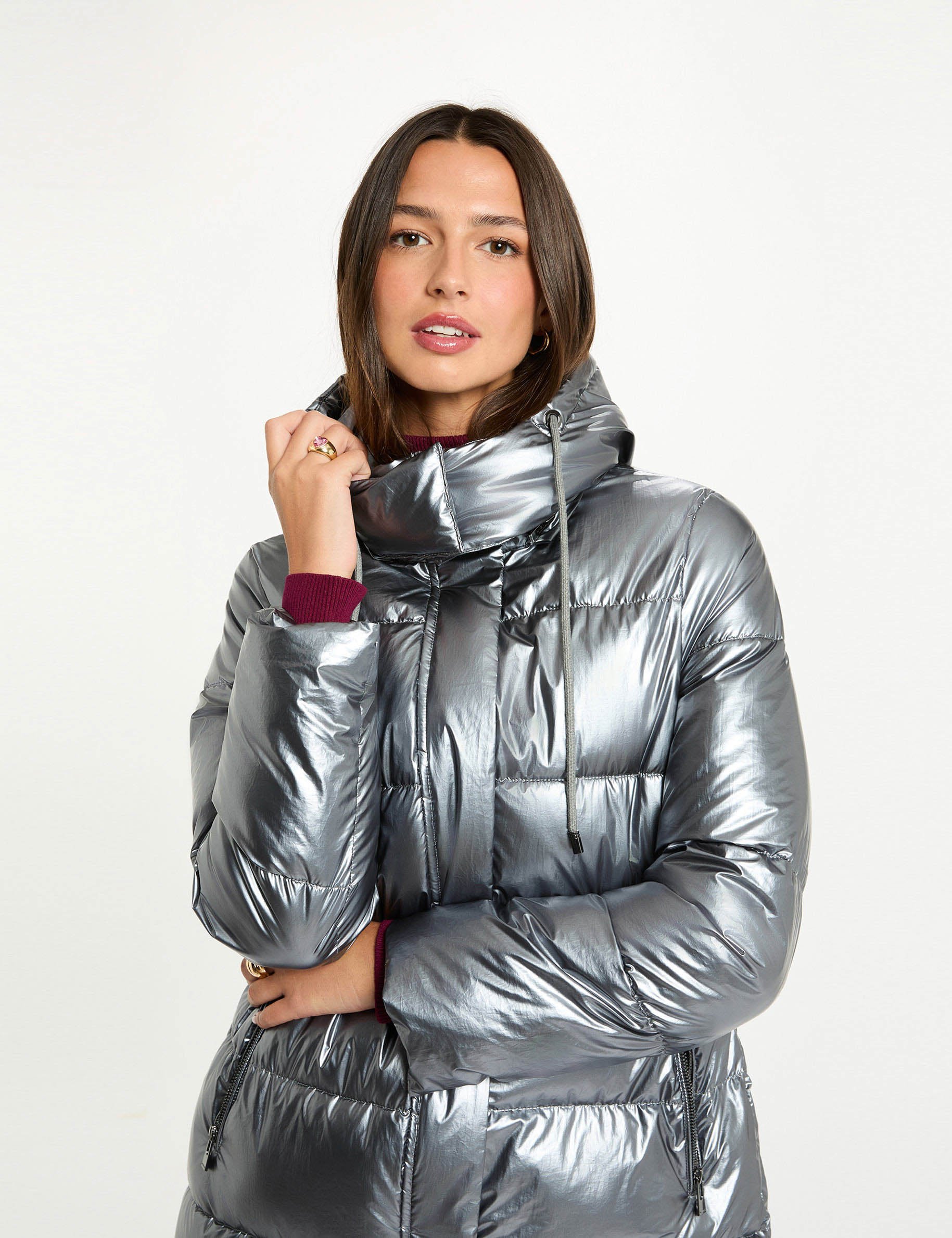 doudoune longue brillante couleur argent femme couleur argent vrouw
