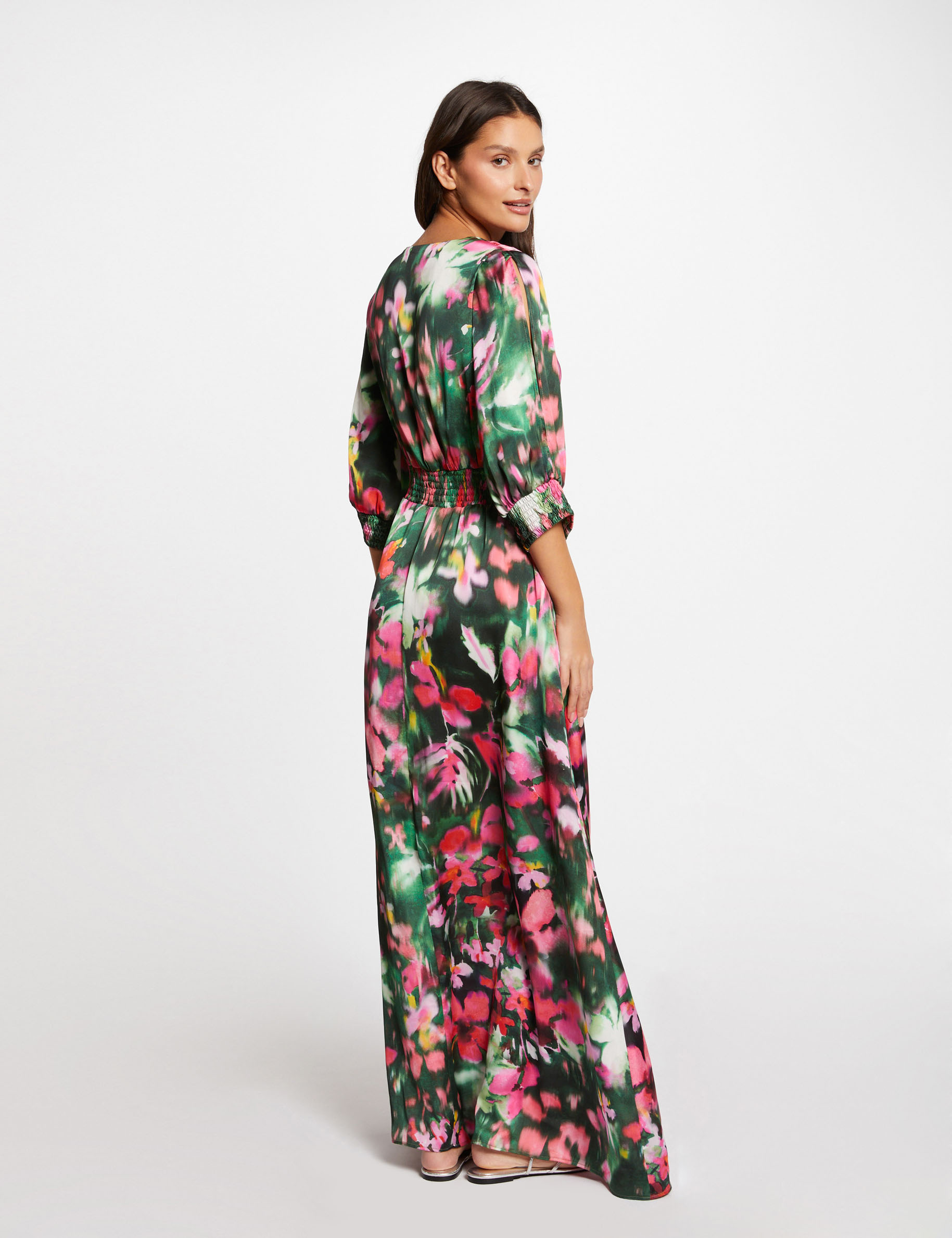 Lange jurk met bloemenprint meerkleurig vrouw