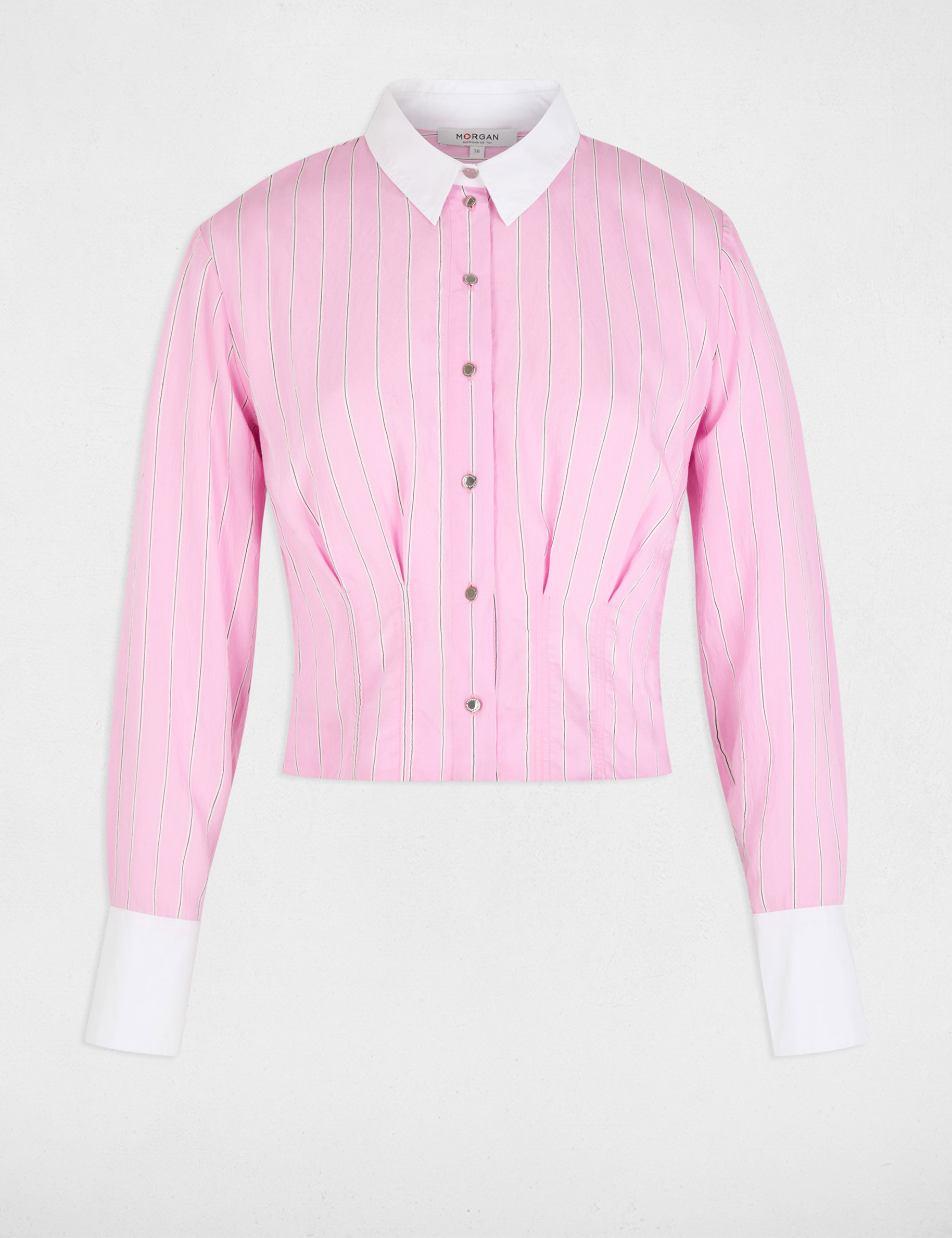 Chemise ajust&eacute;e col v rose femme