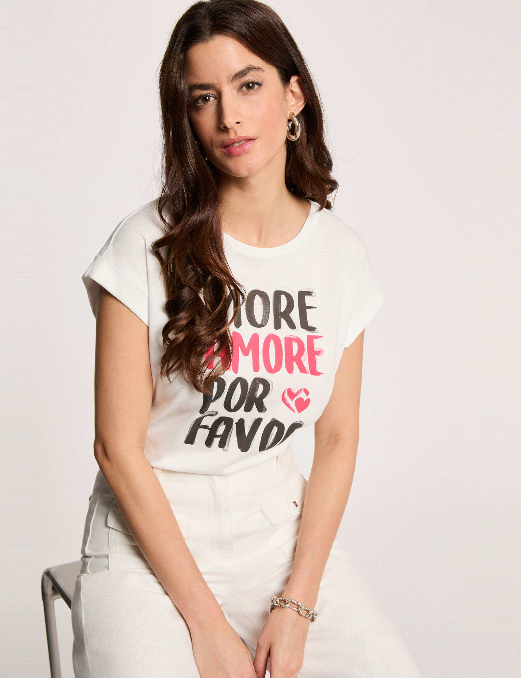 T-shirt manches courtes blanc femme
