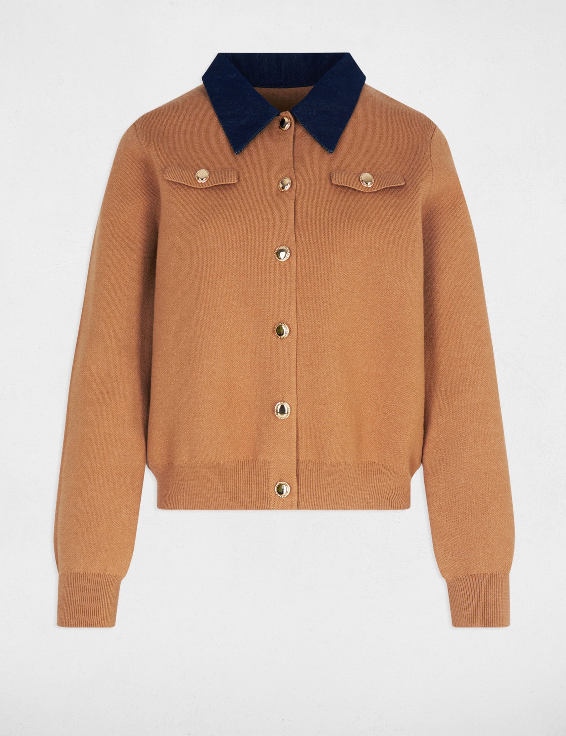 Kort vest met reverskraag beige vrouw