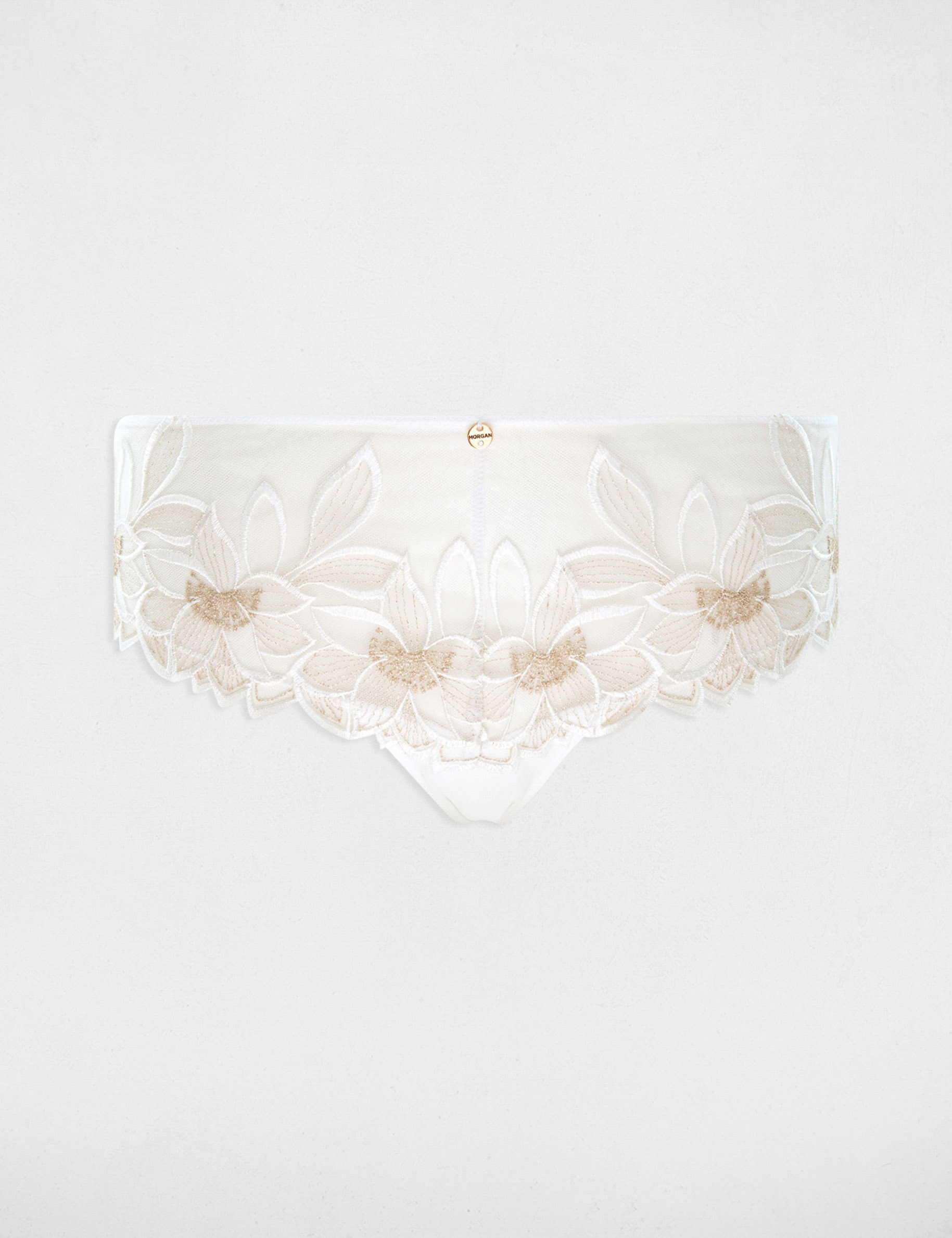 Shorty en dentelle ivoire femme