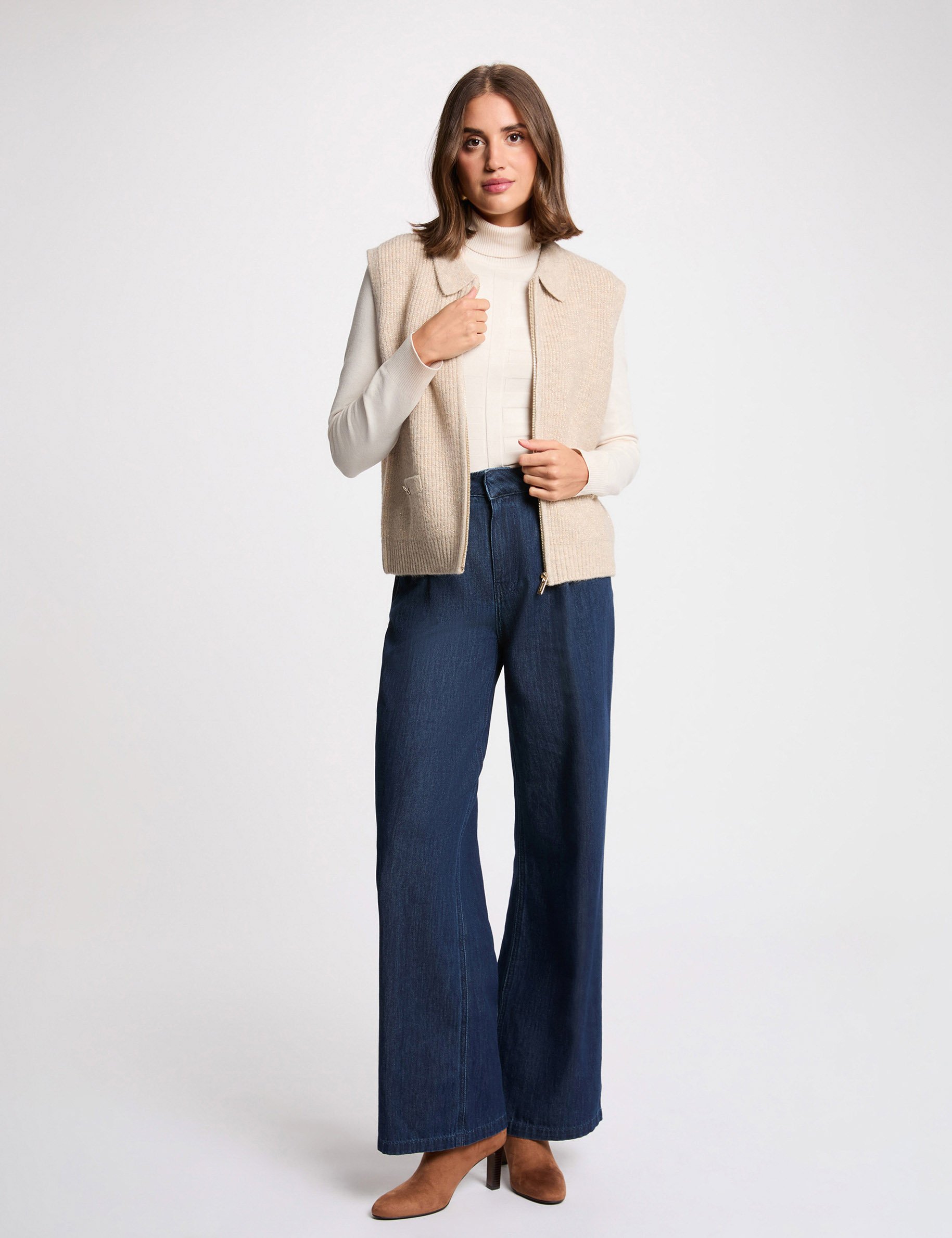 Gilet sans manches creme femme