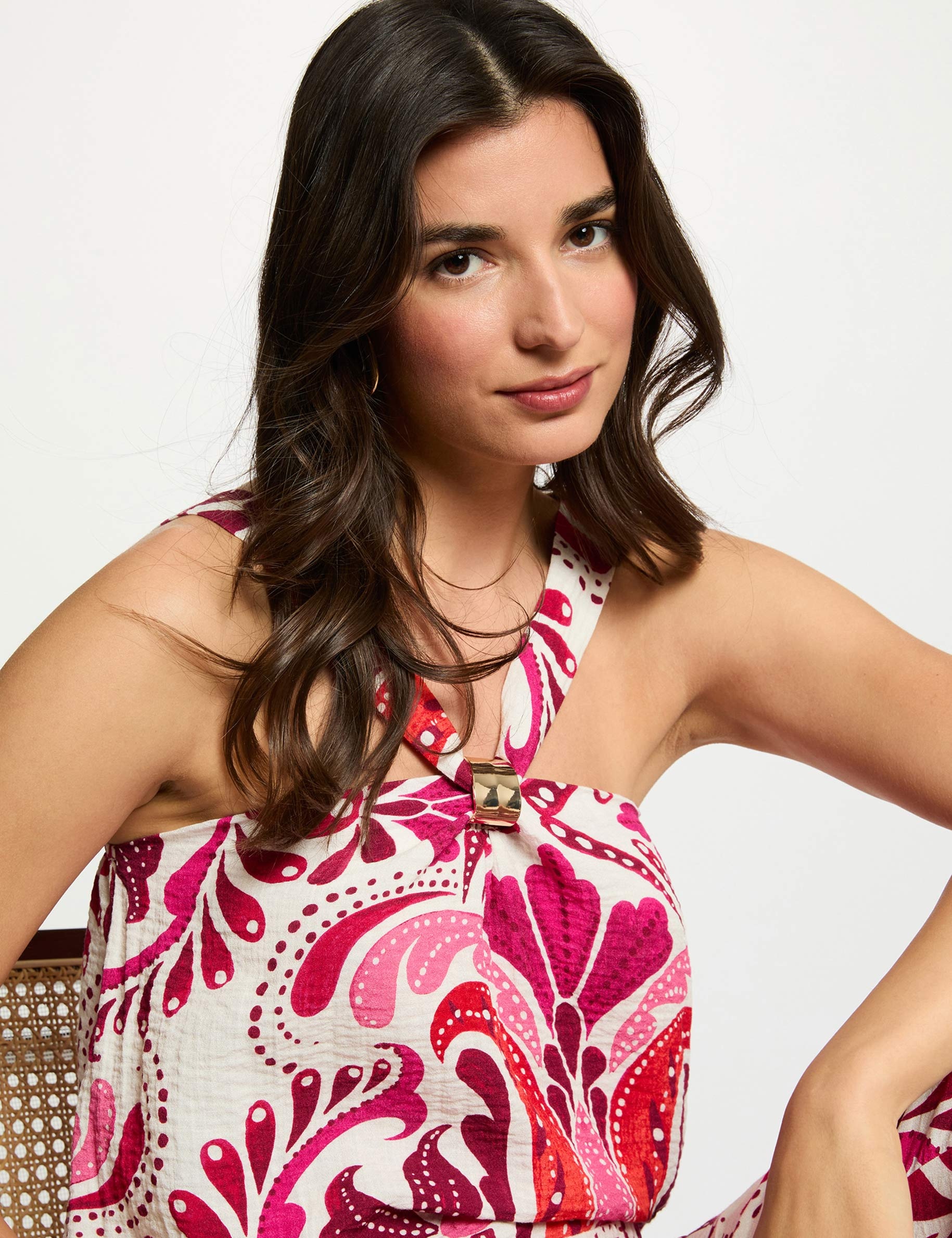 Top met opstaande kraag meerkleurig vrouw