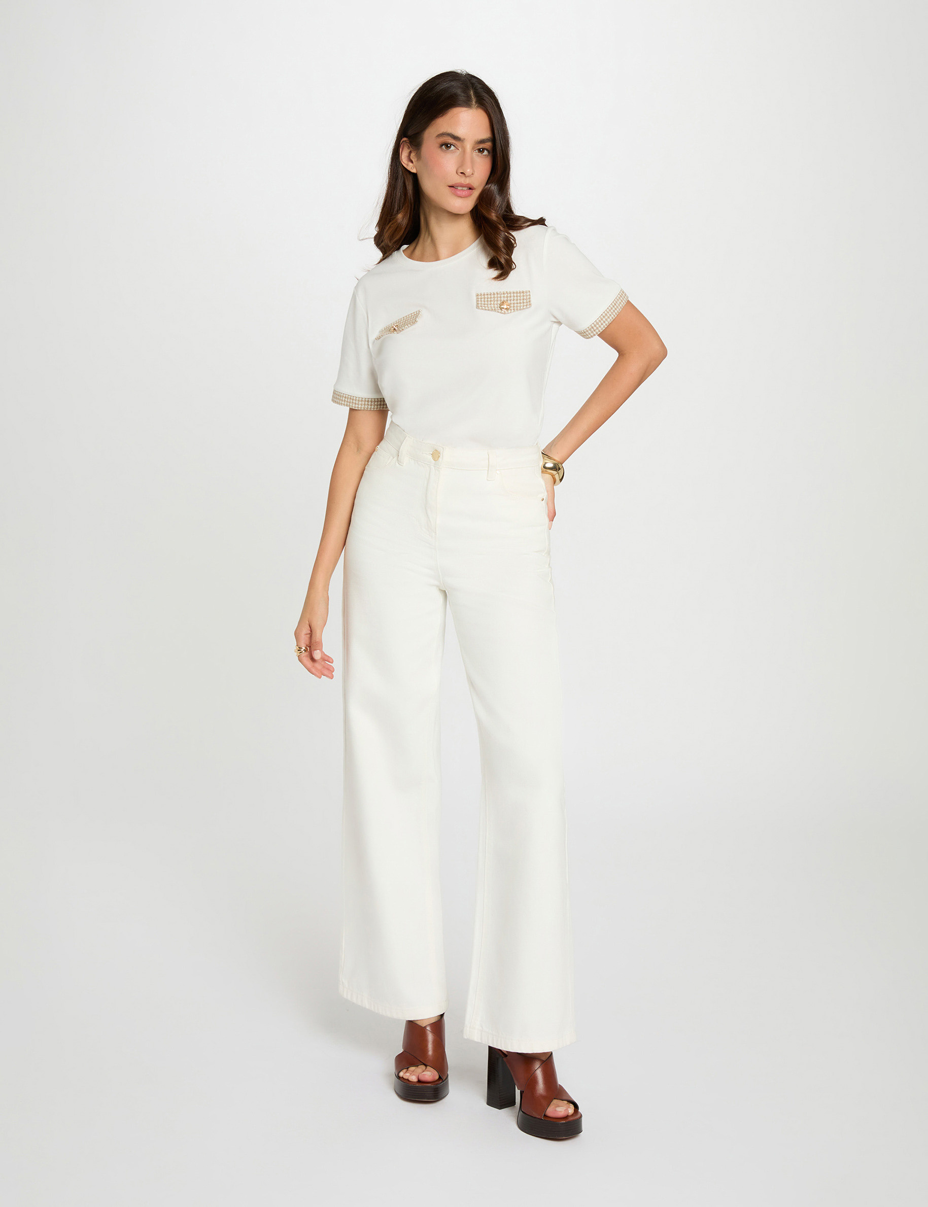 t shirt court col rond blanc femme T-shirt court col rond blanc femme