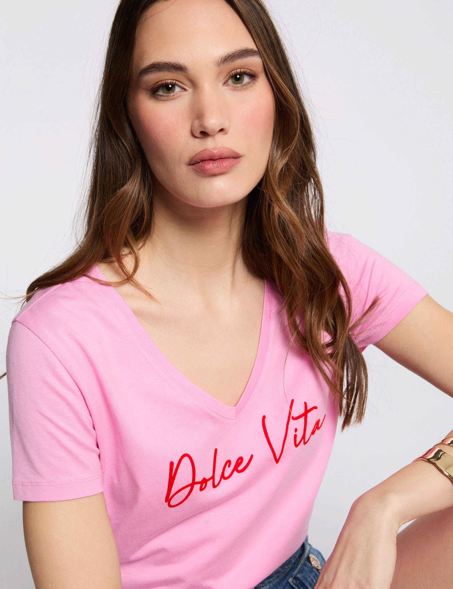 t shirt a inscription rose femme T-shirt à inscription rose femme
