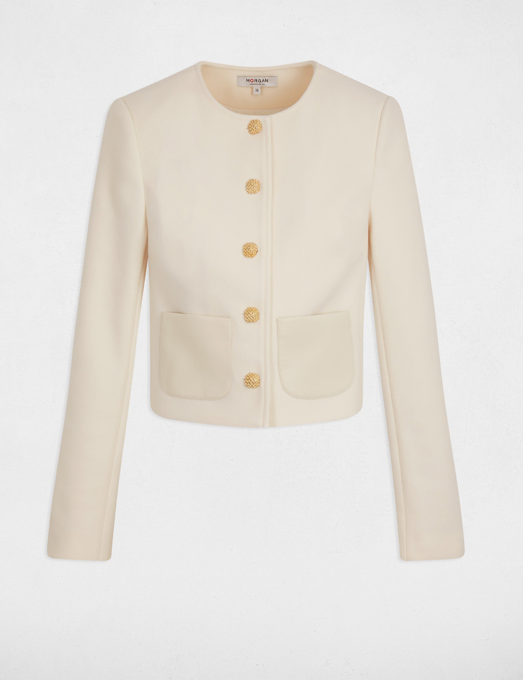 Mouwloos kort jasje ivoor vrouw