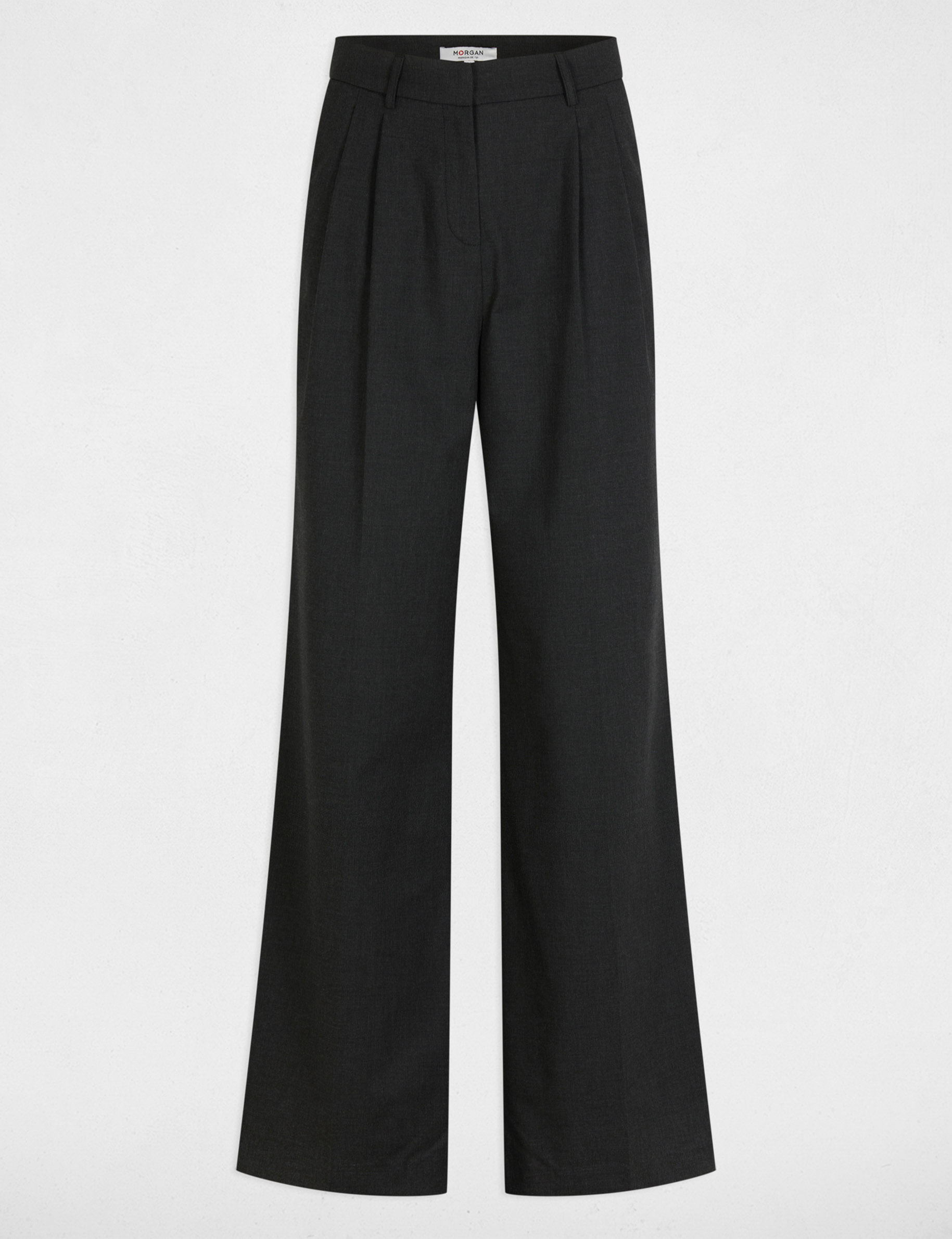 wijde broek met plooien antracietgrijs vrouw Wijde broek met plooien antracietgrijs vrouw