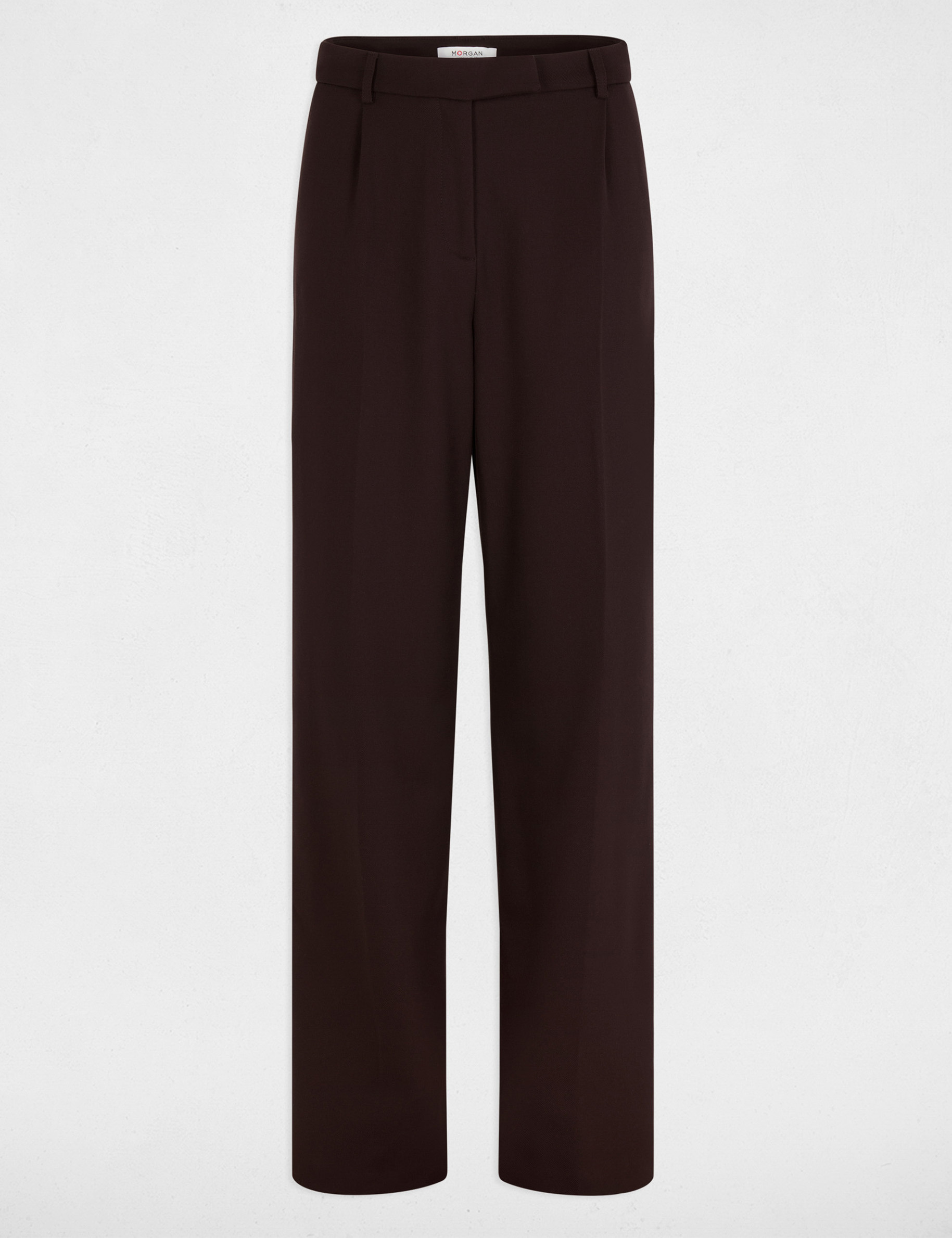 Hoge taille wijde broek donker bruin vrouw