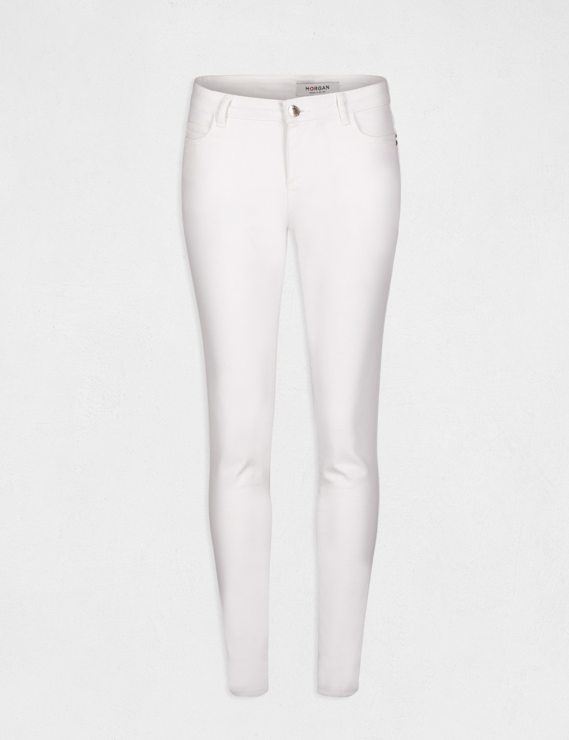Skinny jeans met lage taille ecru vrouw