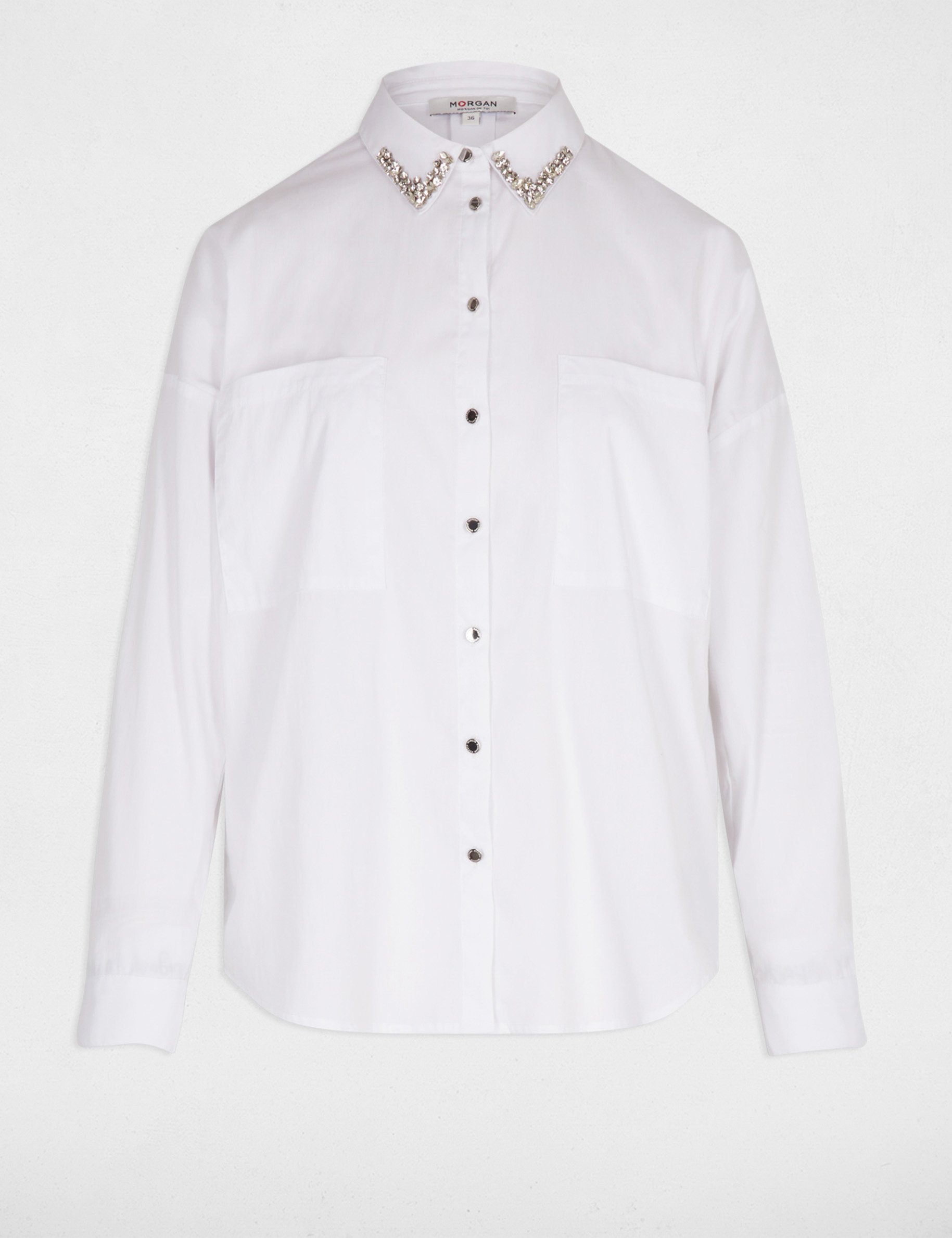 chemise oversize strass blanc femme Chemise oversize strass blanc femme