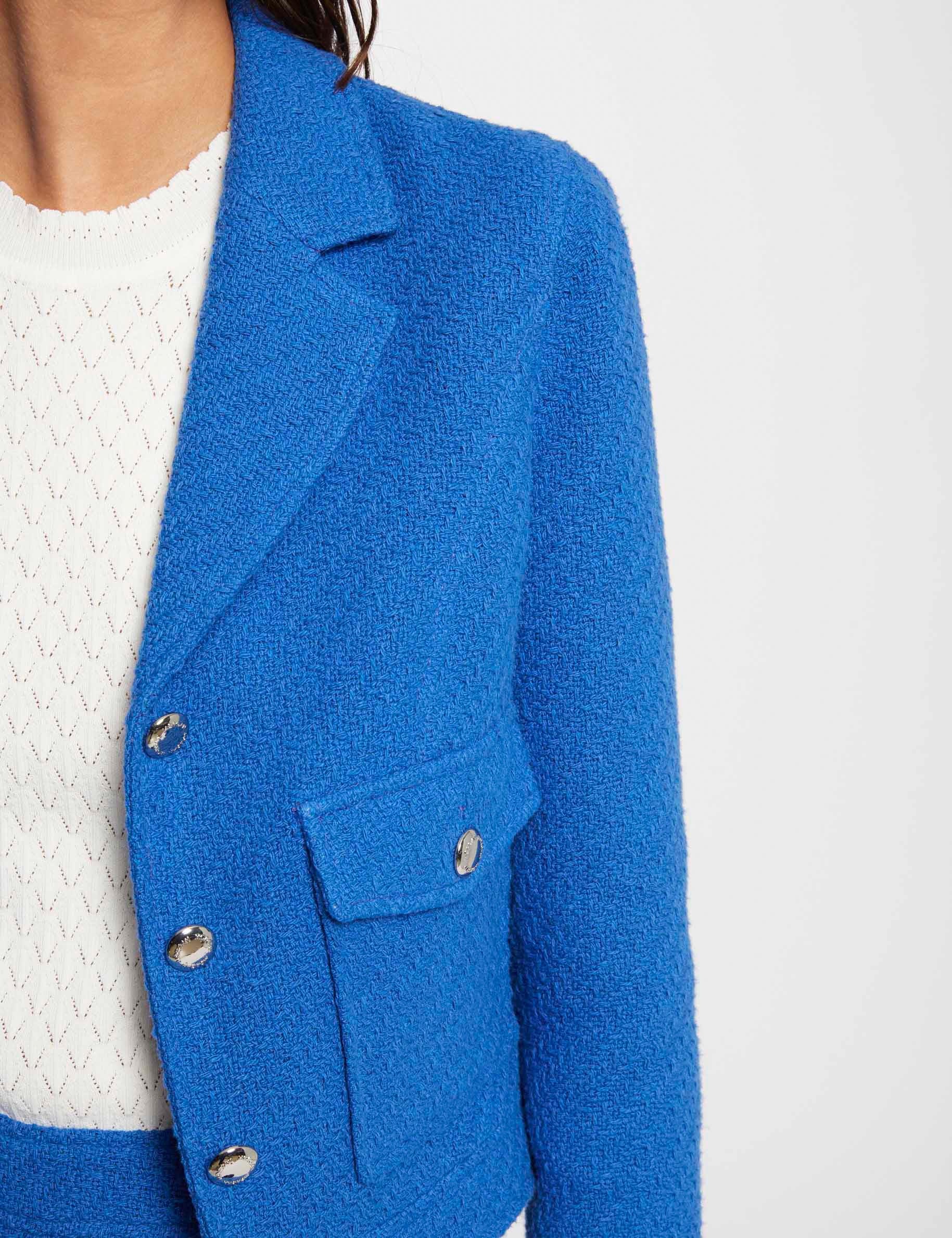 Veste courte tweed bleu femme