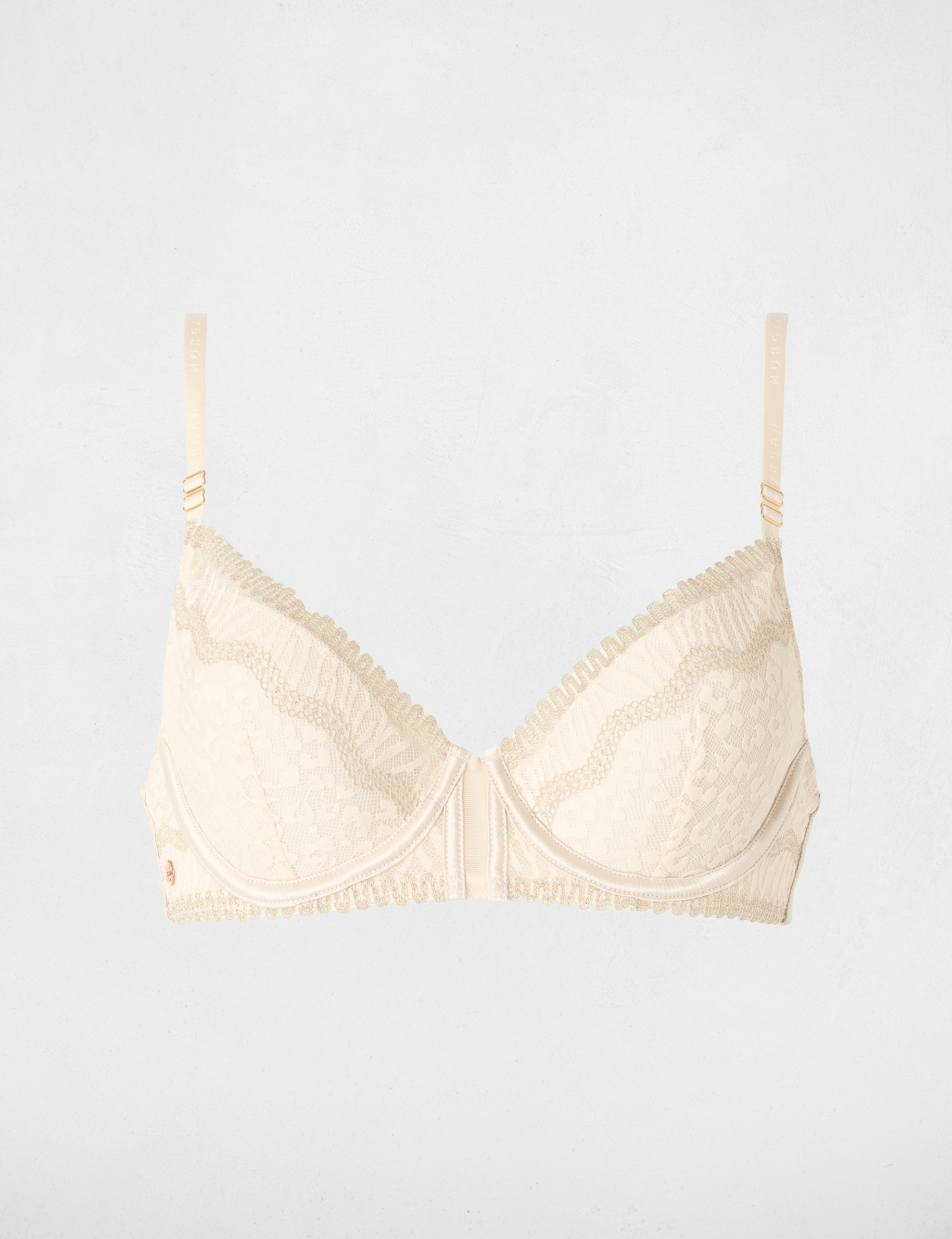 Soutien-gorge dentelle bretelles fines beige femme