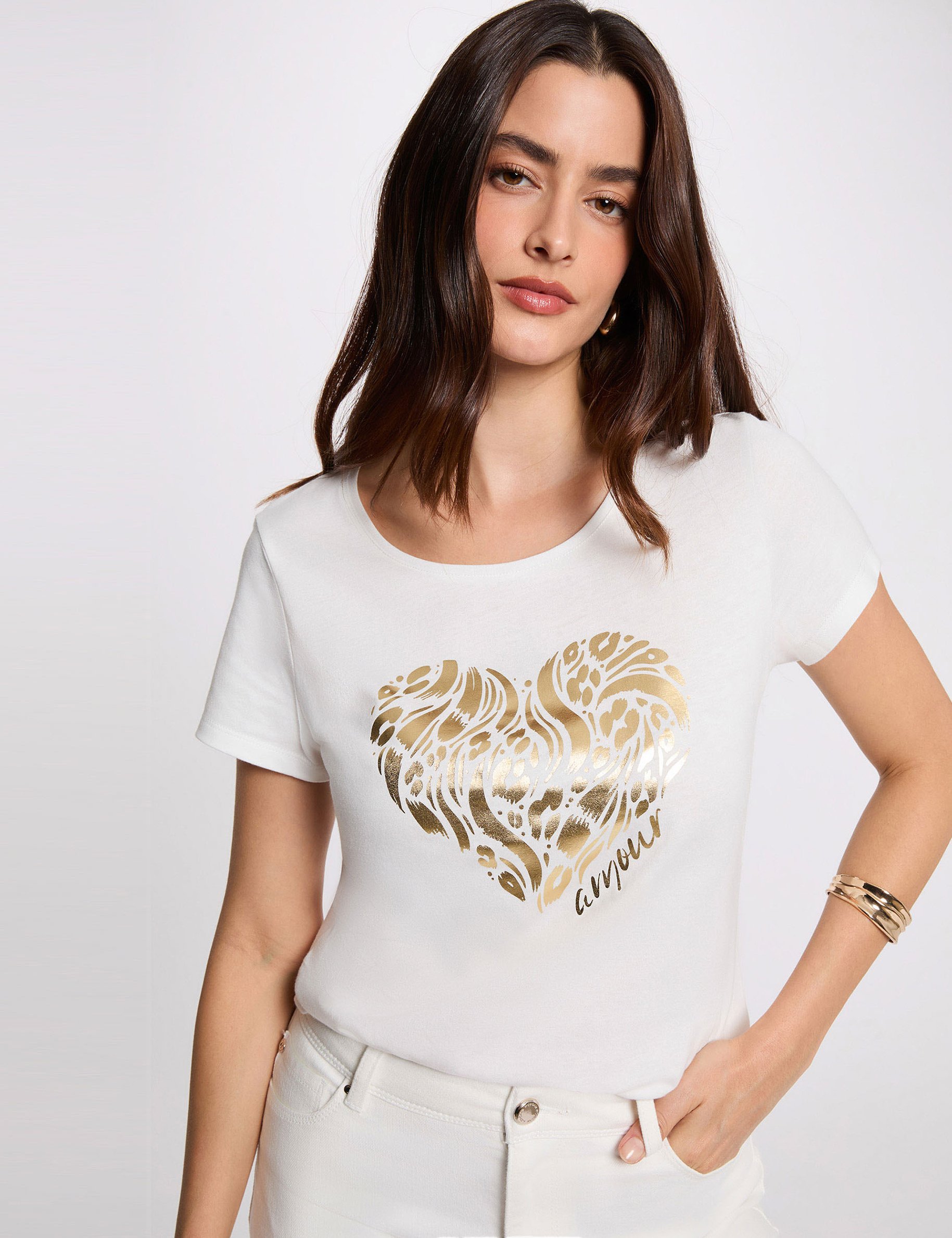 T-shirt manches courtes blanc femme