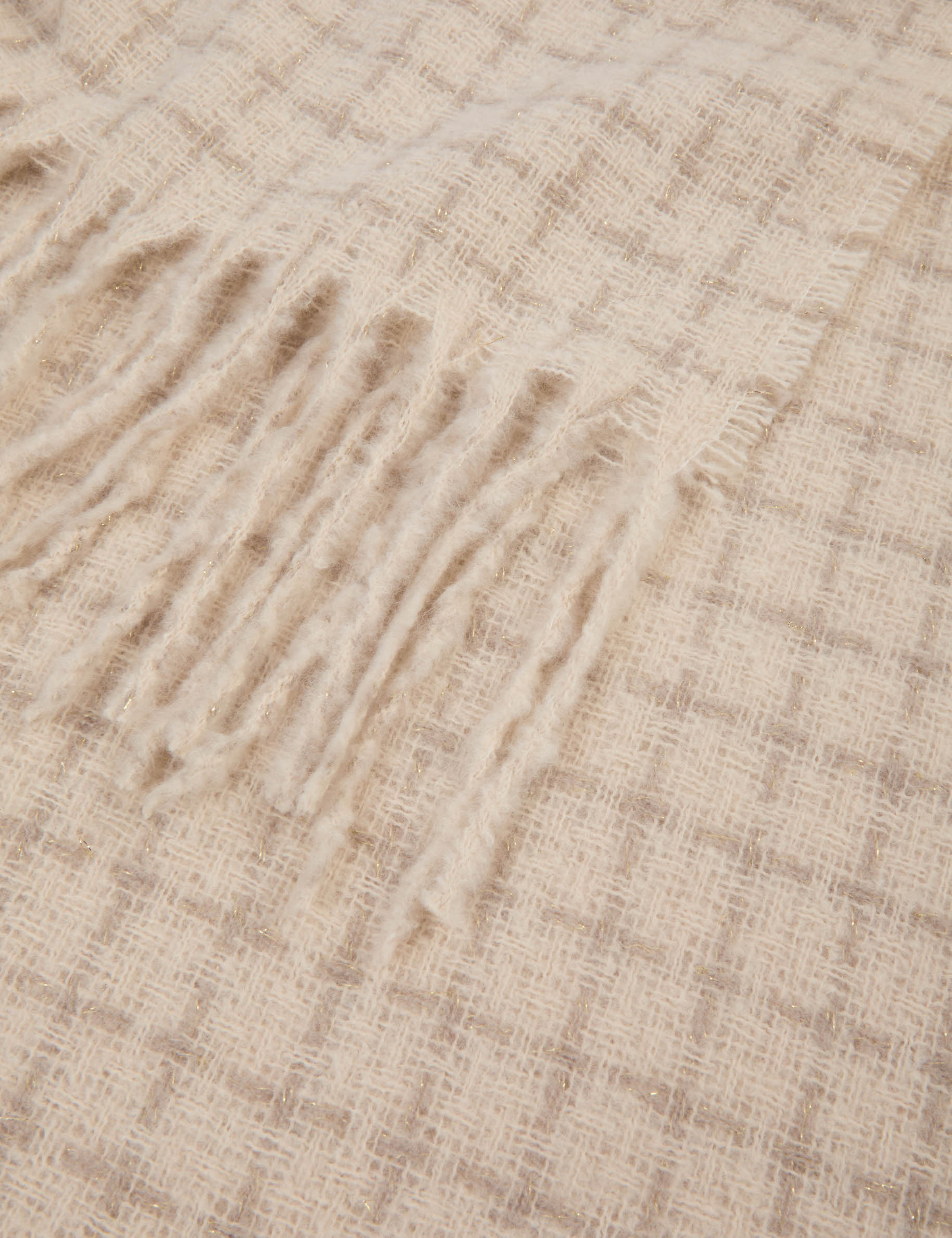Écharpe à carreaux ivoire femme