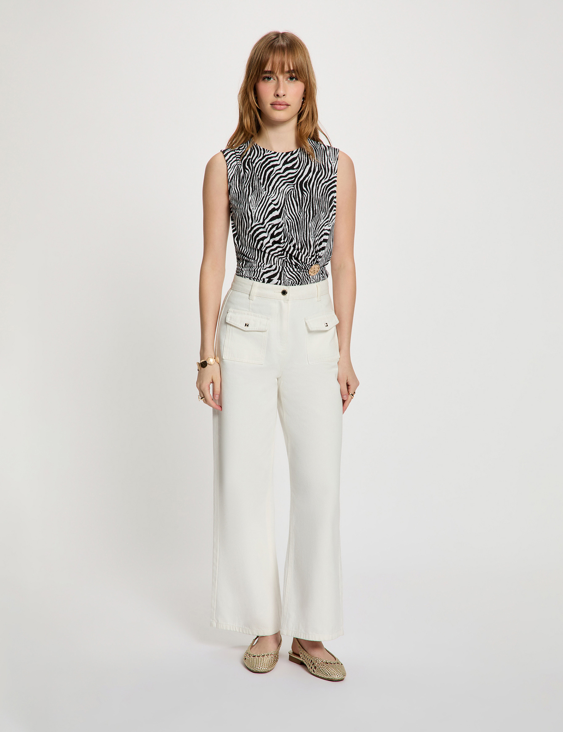 T-shirt ajust&eacute; sans manches multicolore femme