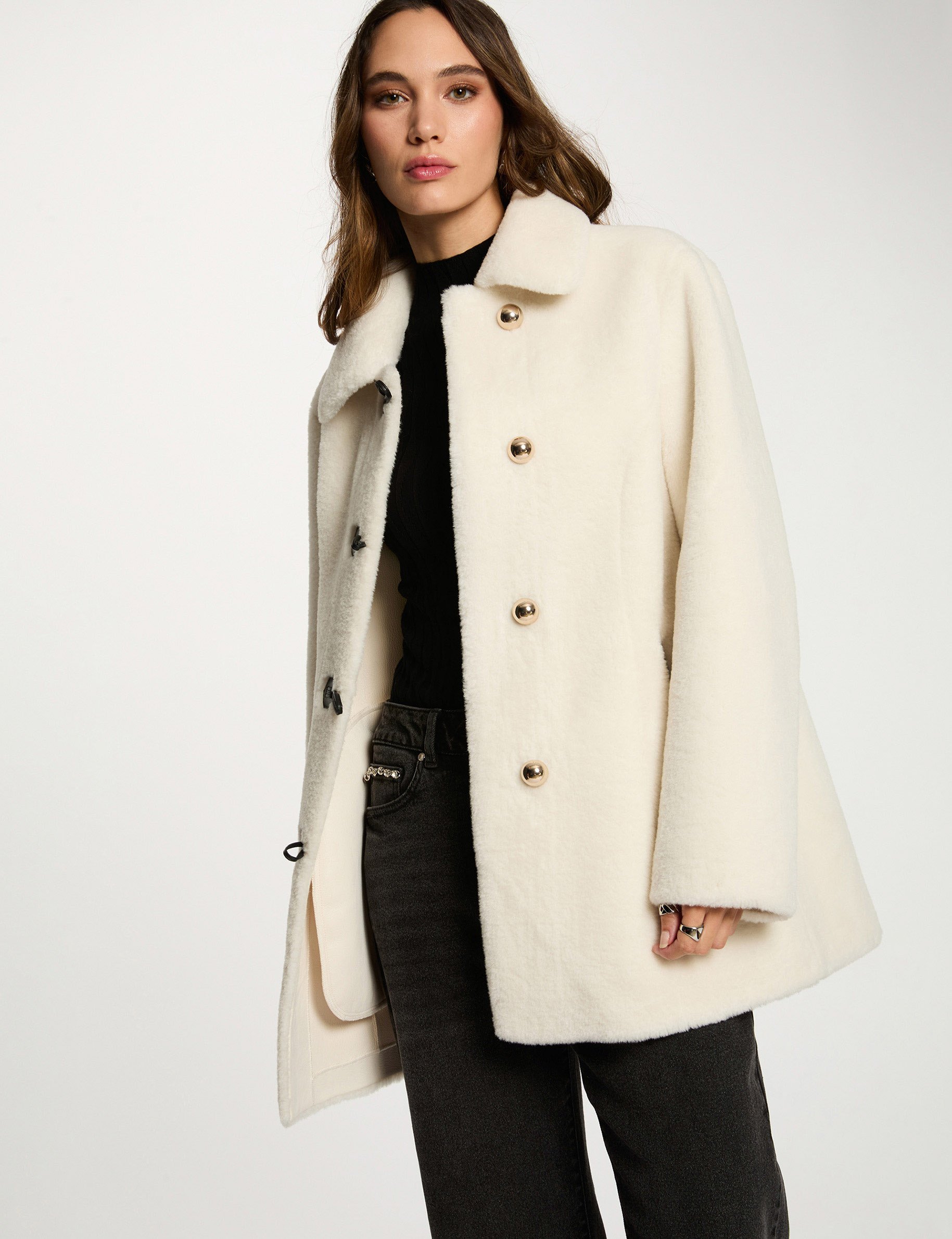 manteau court fausse fourrure ivoire femme Manteau court fausse fourrure ivoire femme