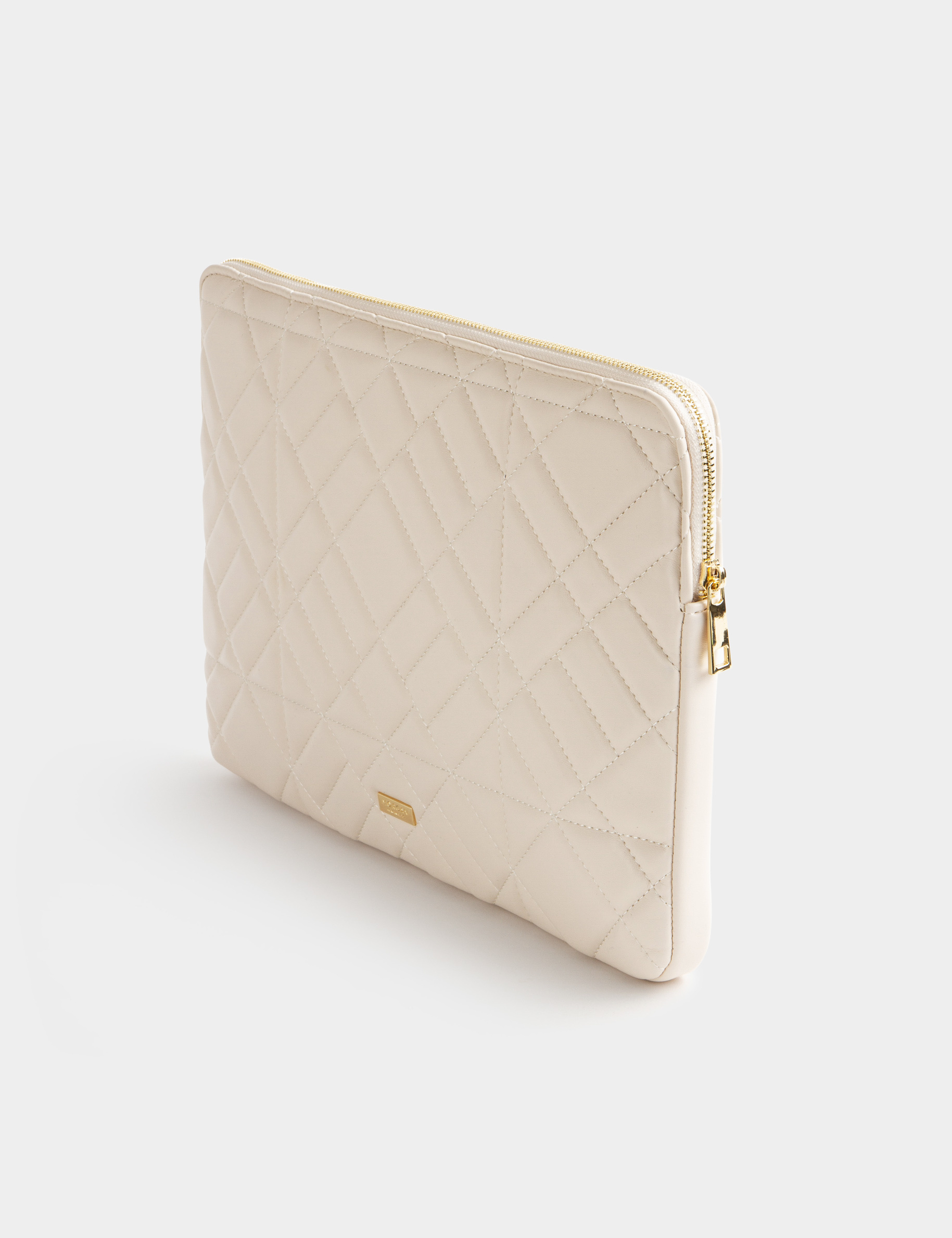 Gewatteerde laptophoes ivoor vrouw