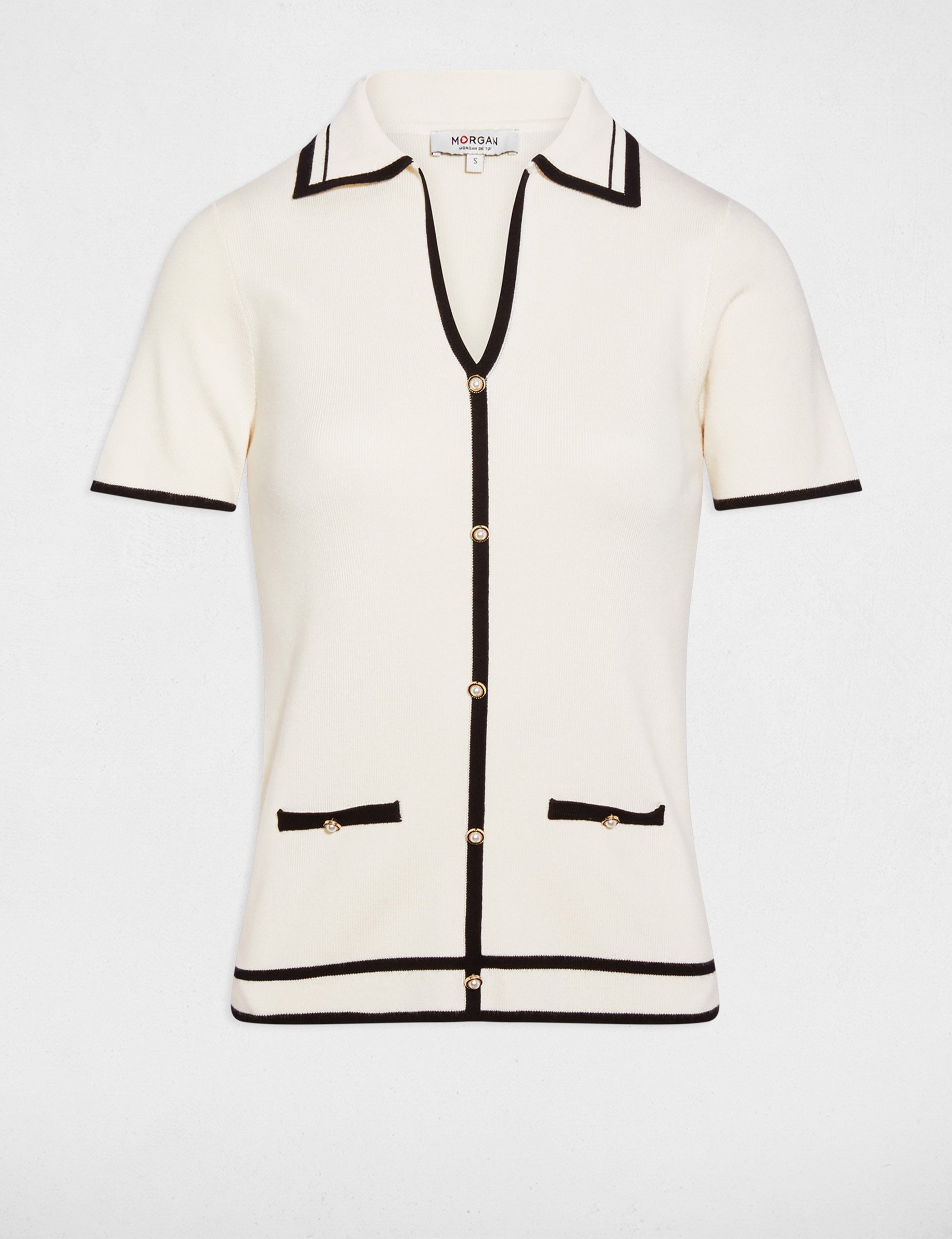 Gestreepte aansluitende trui ivoor vrouw